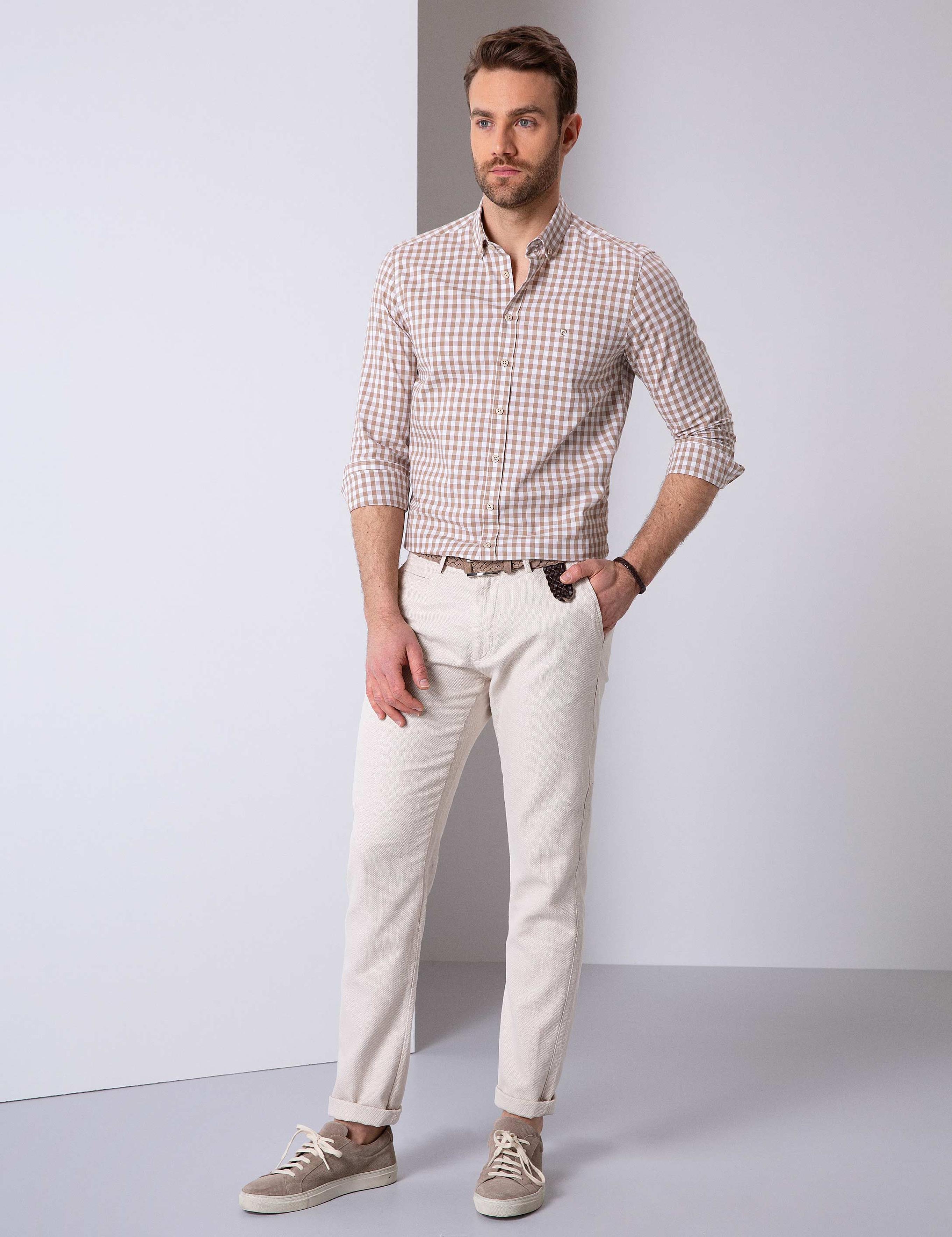 Bej Slim Fit Gömlek