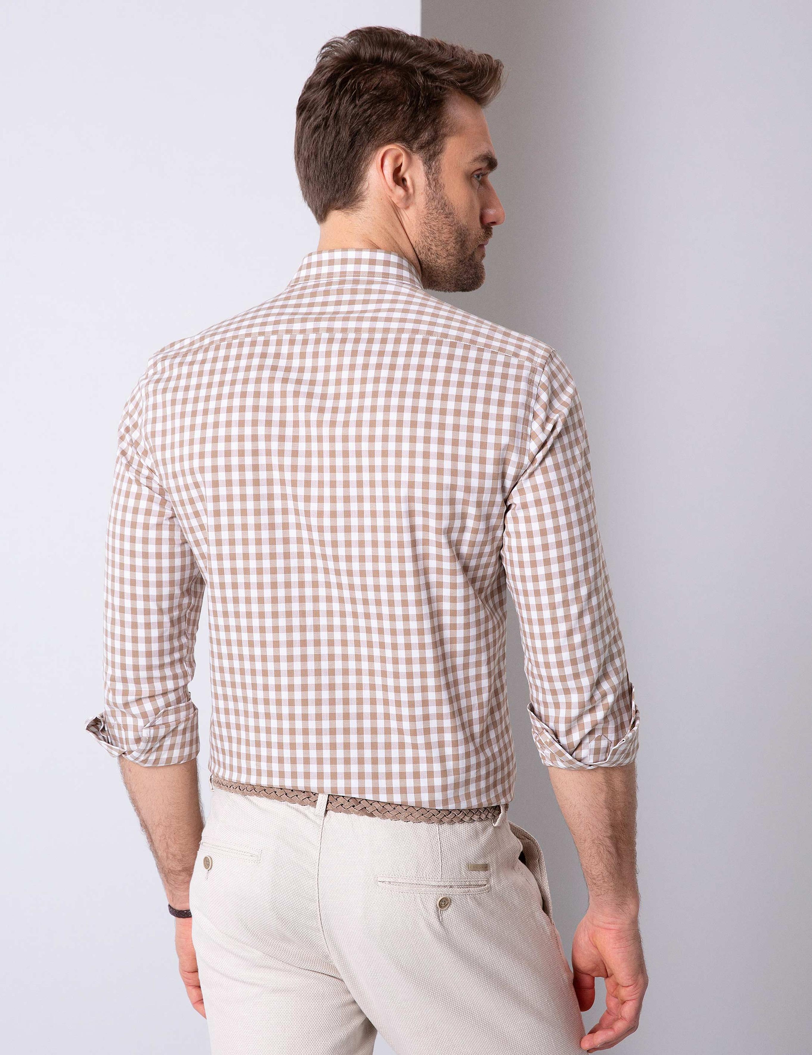 Bej Slim Fit Gömlek