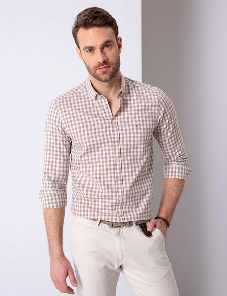 Bej Slim Fit Gömlek - 50203486001