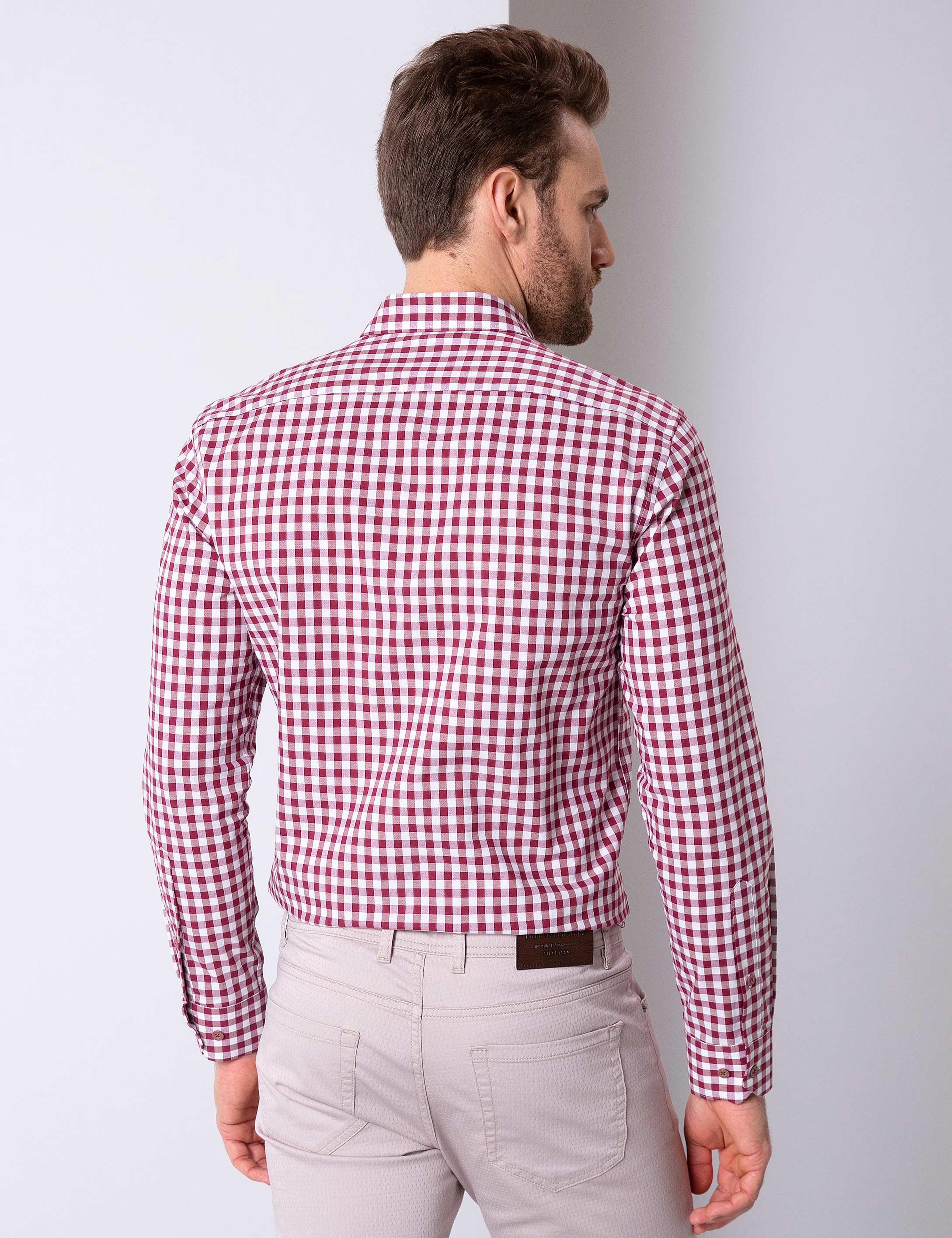 Bordo Slim Fit Gömlek