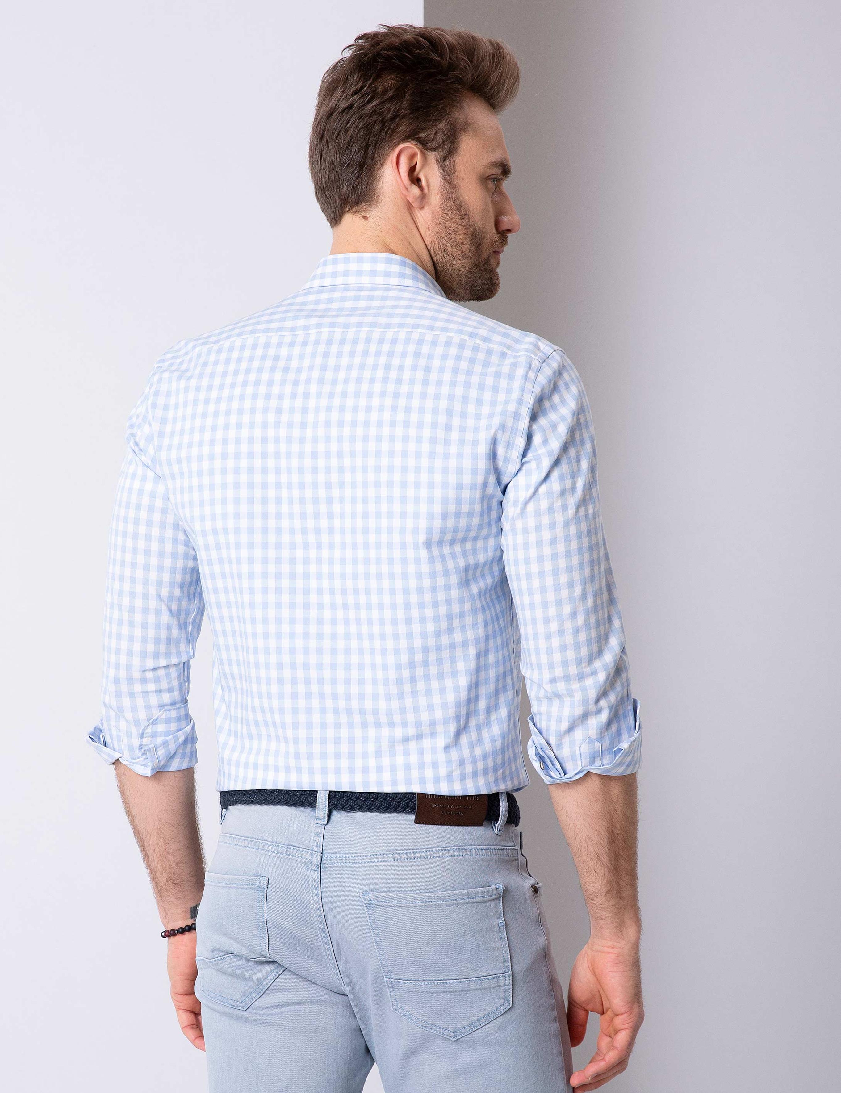 Açık Mavi Slim Fit Uzun Kollu Gömlek