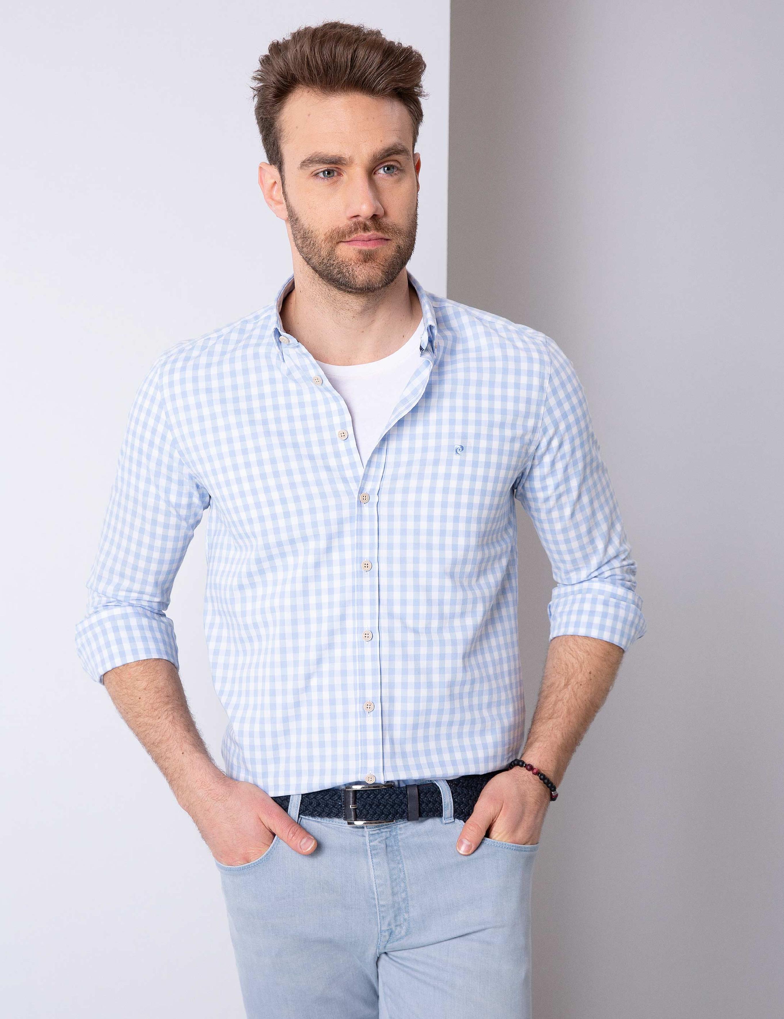 Açık Mavi Slim Fit Uzun Kollu Gömlek