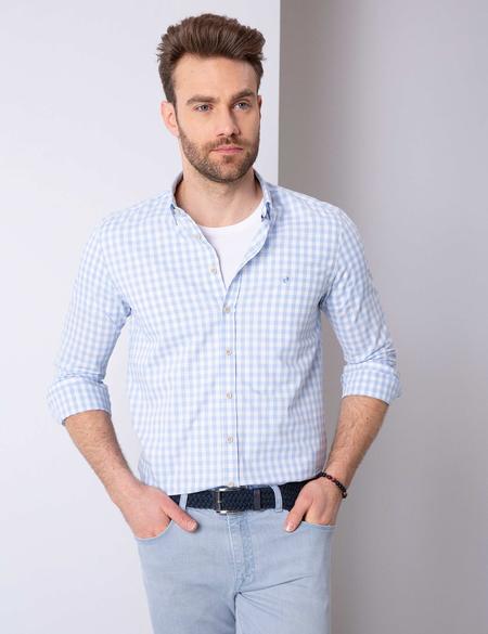 Açık Mavi Slim Fit Uzun Kollu Gömlek - 50203486046