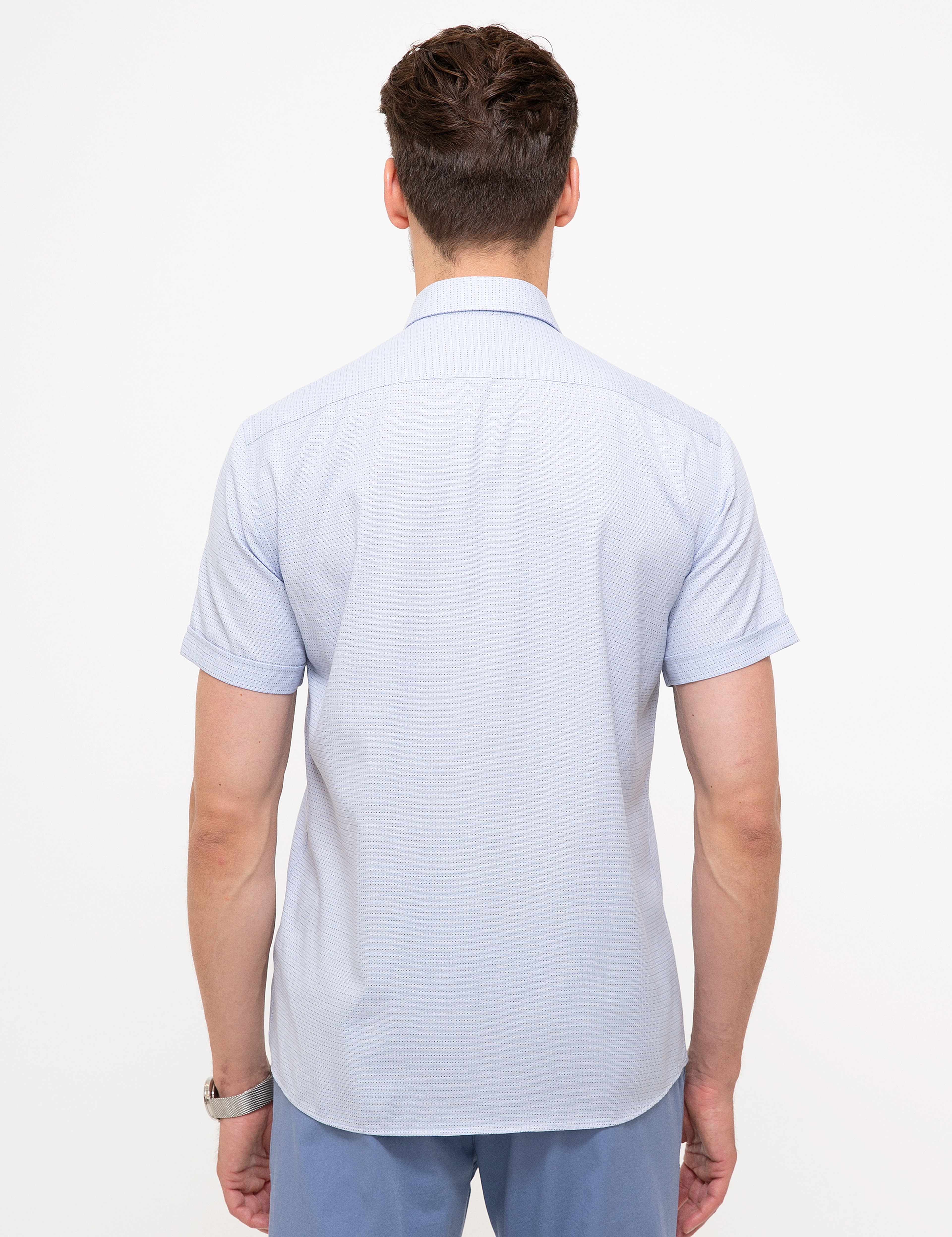 Açık Mavi Regular Fit Kısa Kollu Gömlek - Image 3