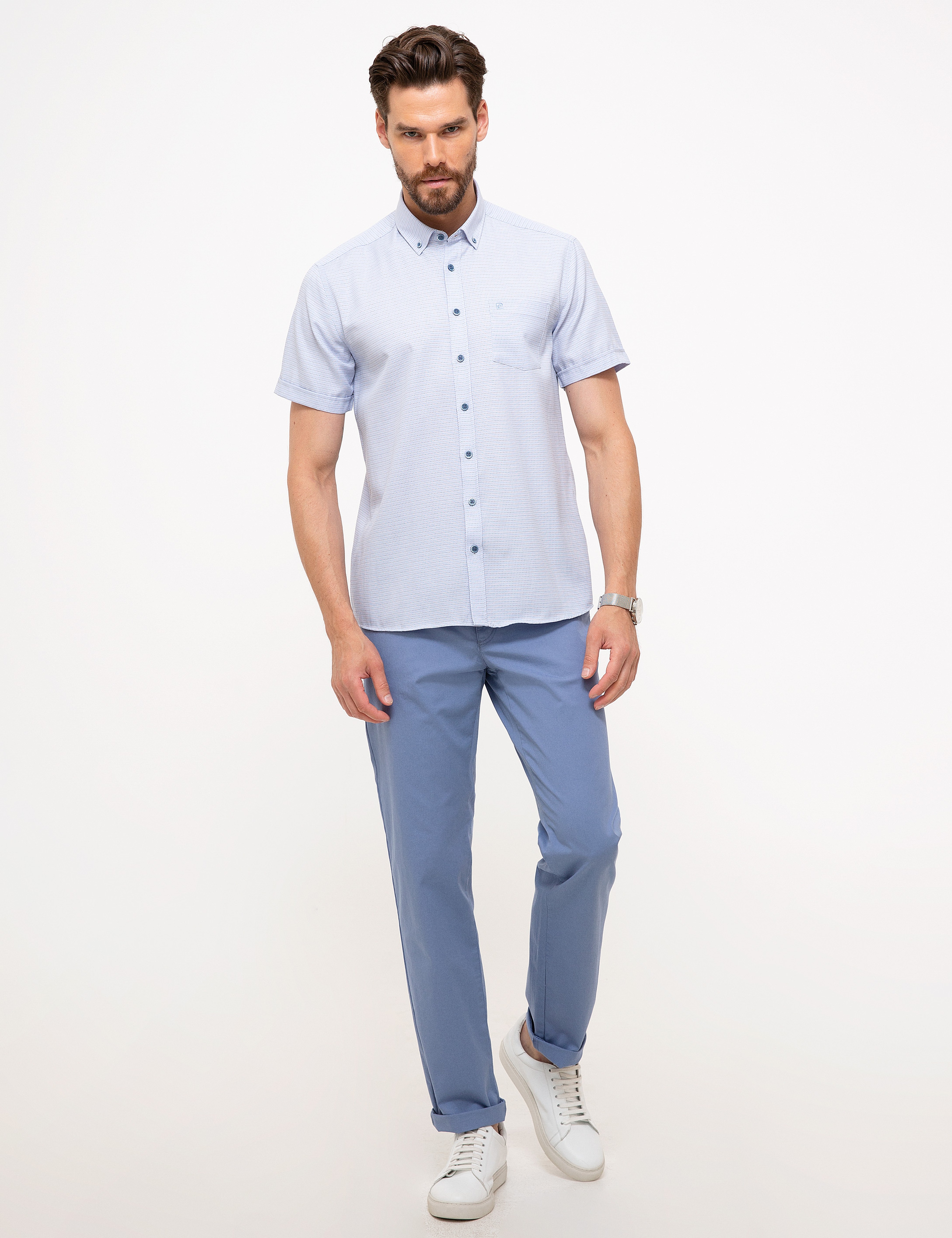 Açık Mavi Regular Fit Kısa Kollu Gömlek - Image 4