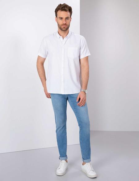 Beyaz Regular Fit Kısa Kollu Gömlek - 50203492014