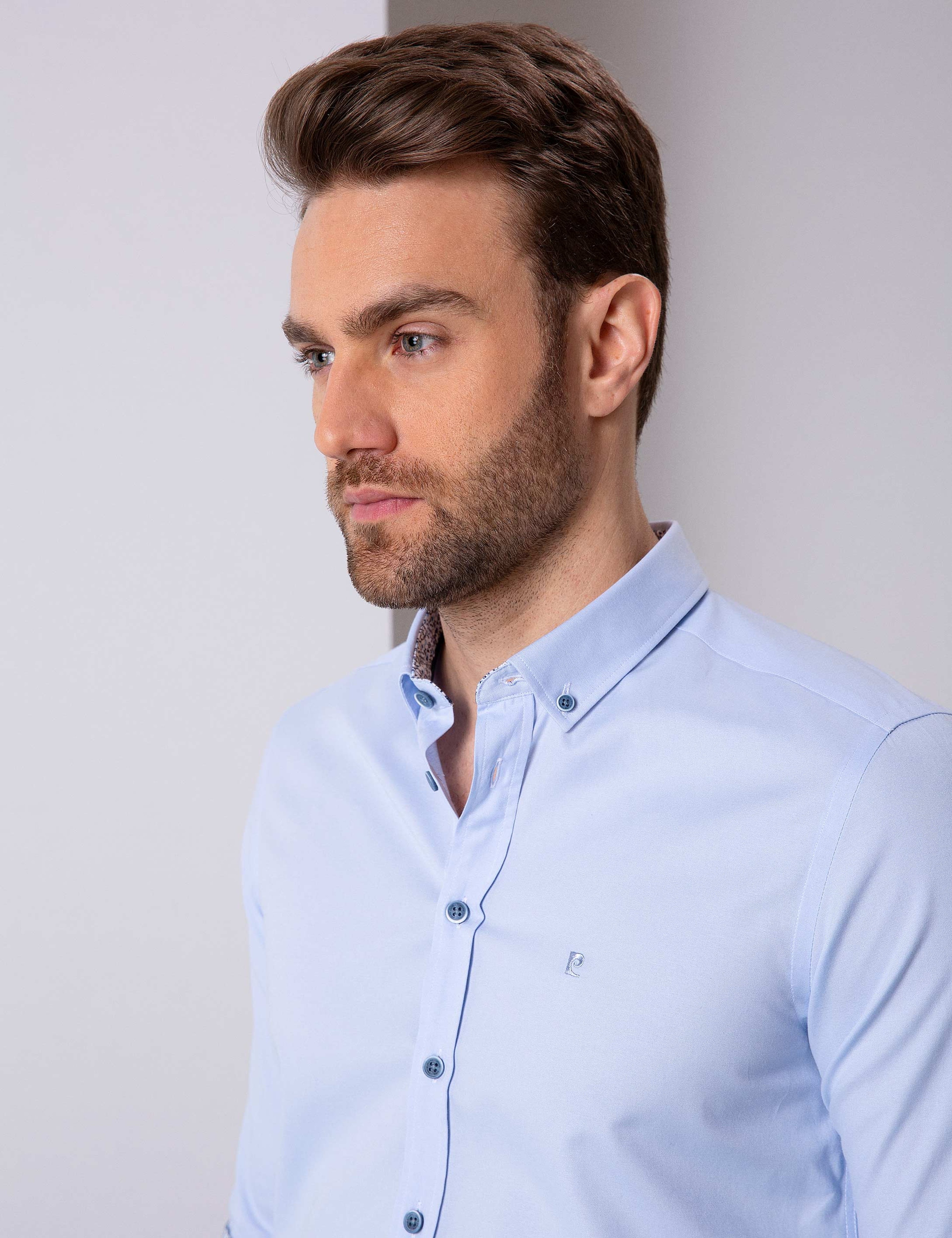 Açık Mavi Slim Fit Gömlek - Image 3