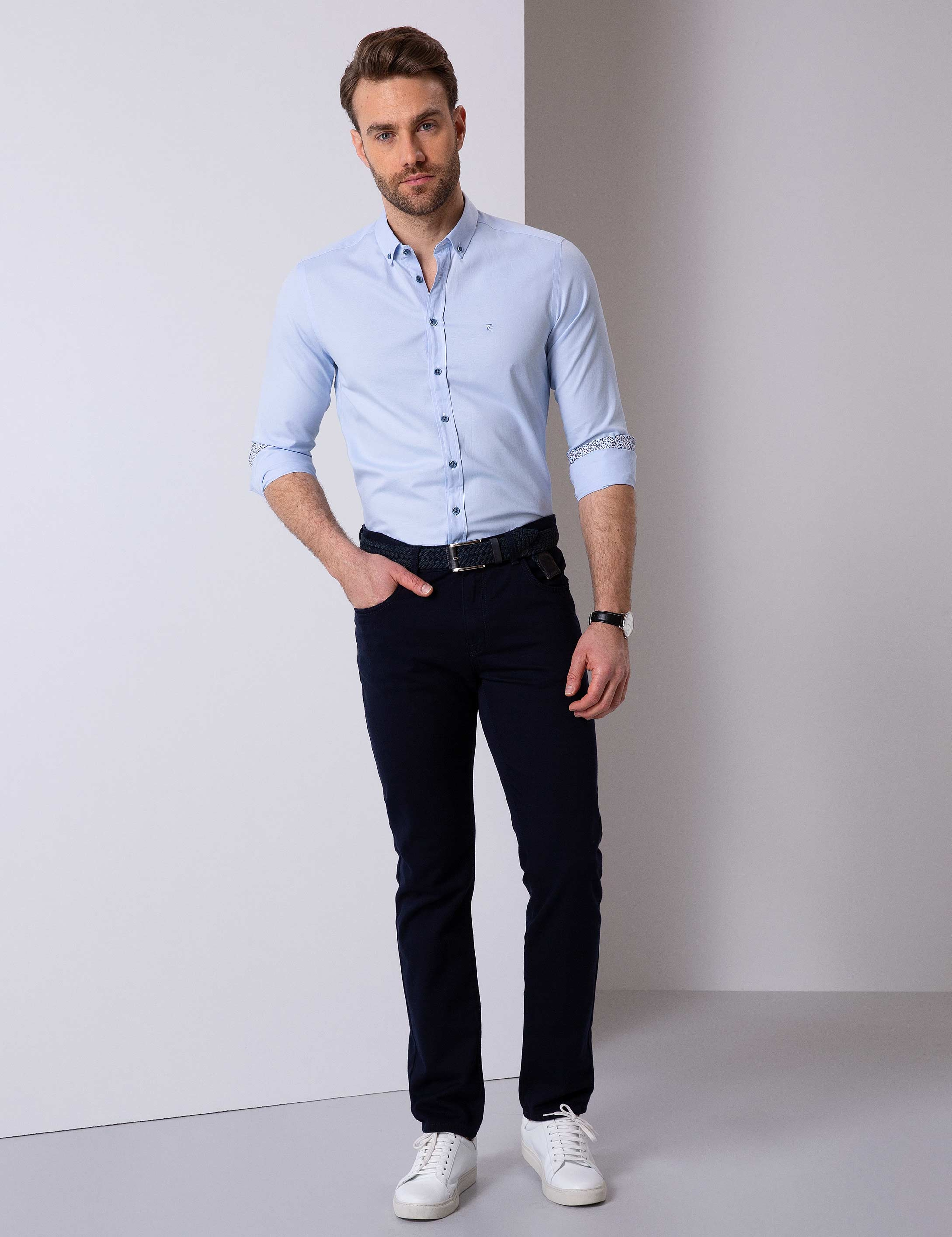 Açık Mavi Slim Fit Gömlek - Image 2
