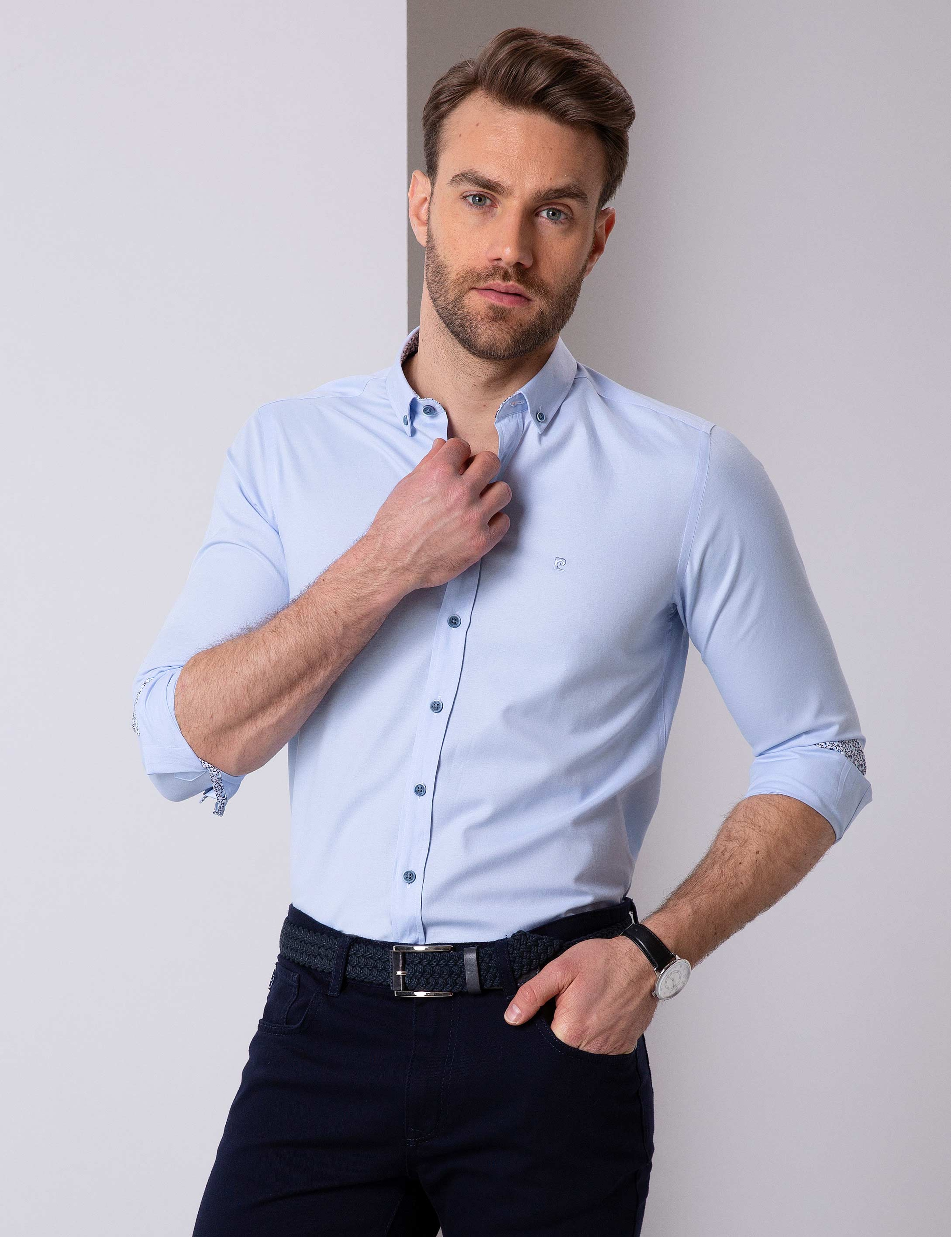 Açık Mavi Slim Fit Gömlek - Image 1