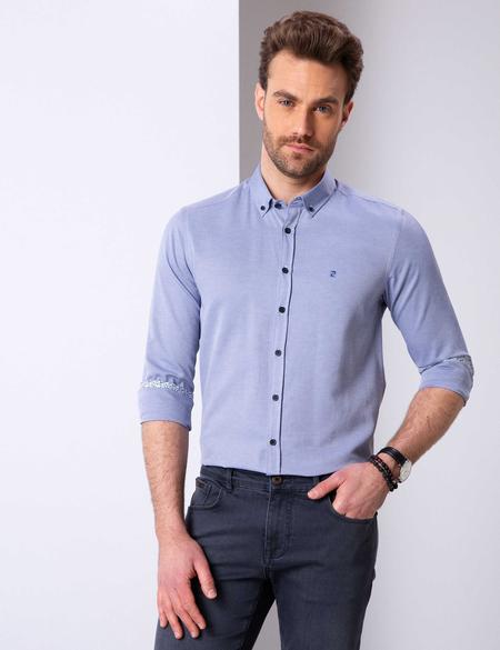 Lacivert Slim Fit Uzun Kollu Gömlek - 50203494050