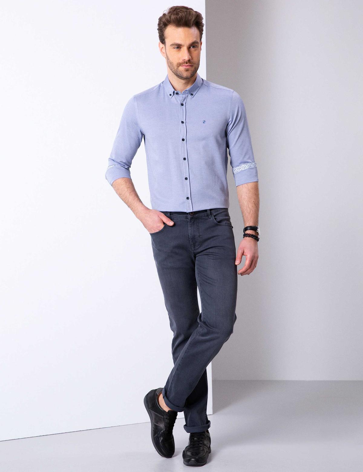Lacivert Slim Fit Uzun Kollu Gömlek - 50203494050