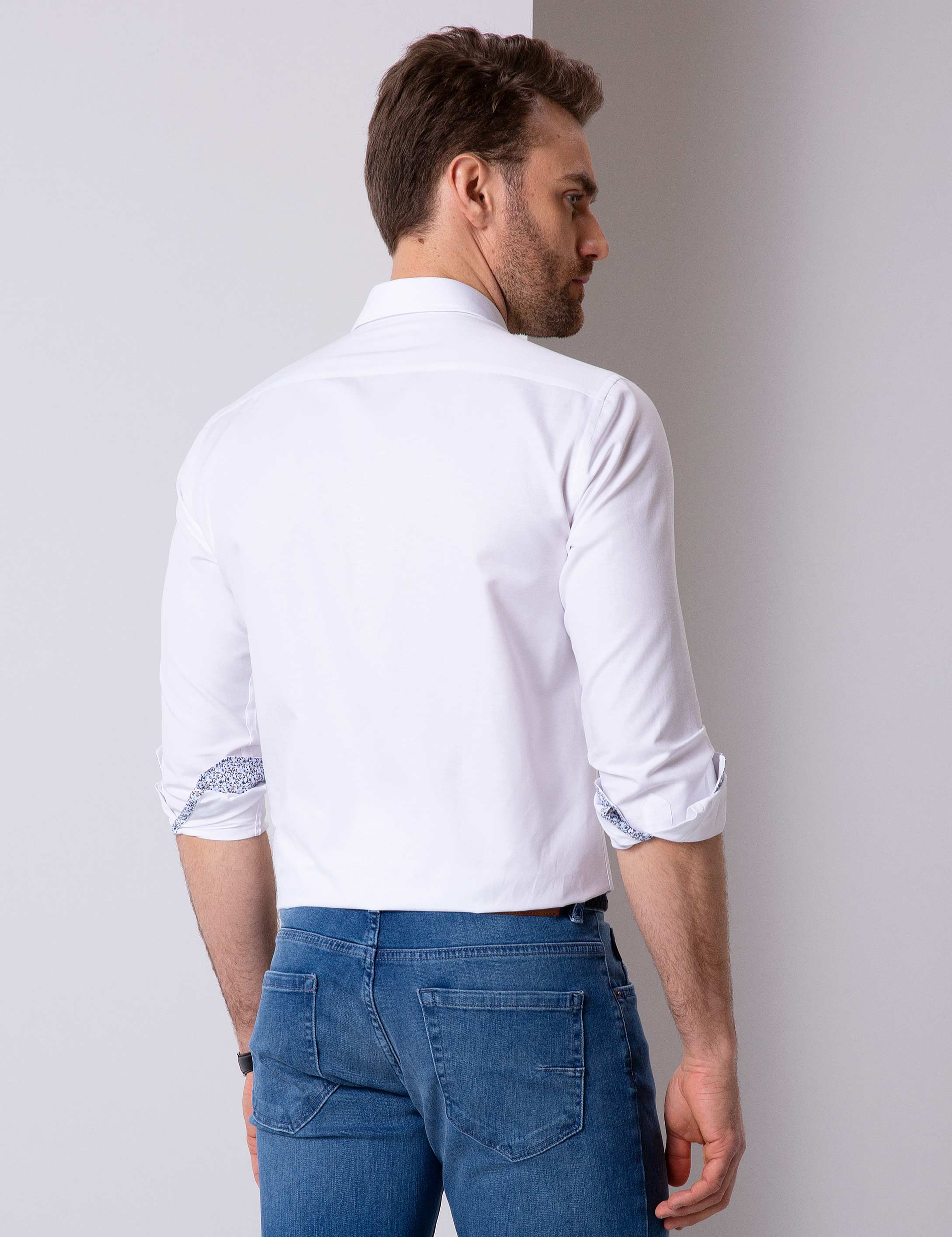 Beyaz Slim Fit Gömlek - Image 4