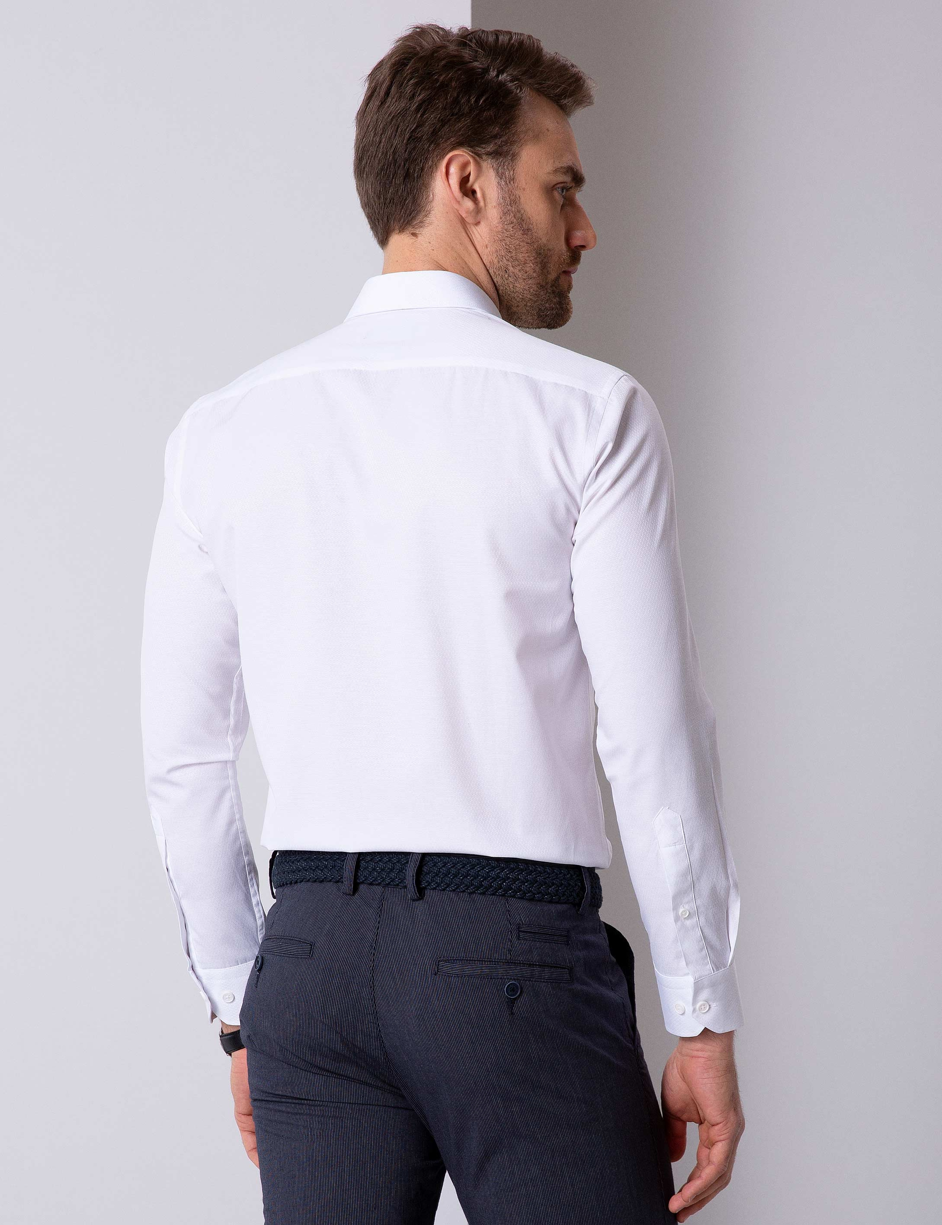 Beyaz Slim Fit Gömlek - Image 3