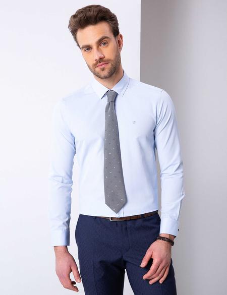 Açık Mavi Slim Fit Uzun Kollu Gömlek - 50203503010