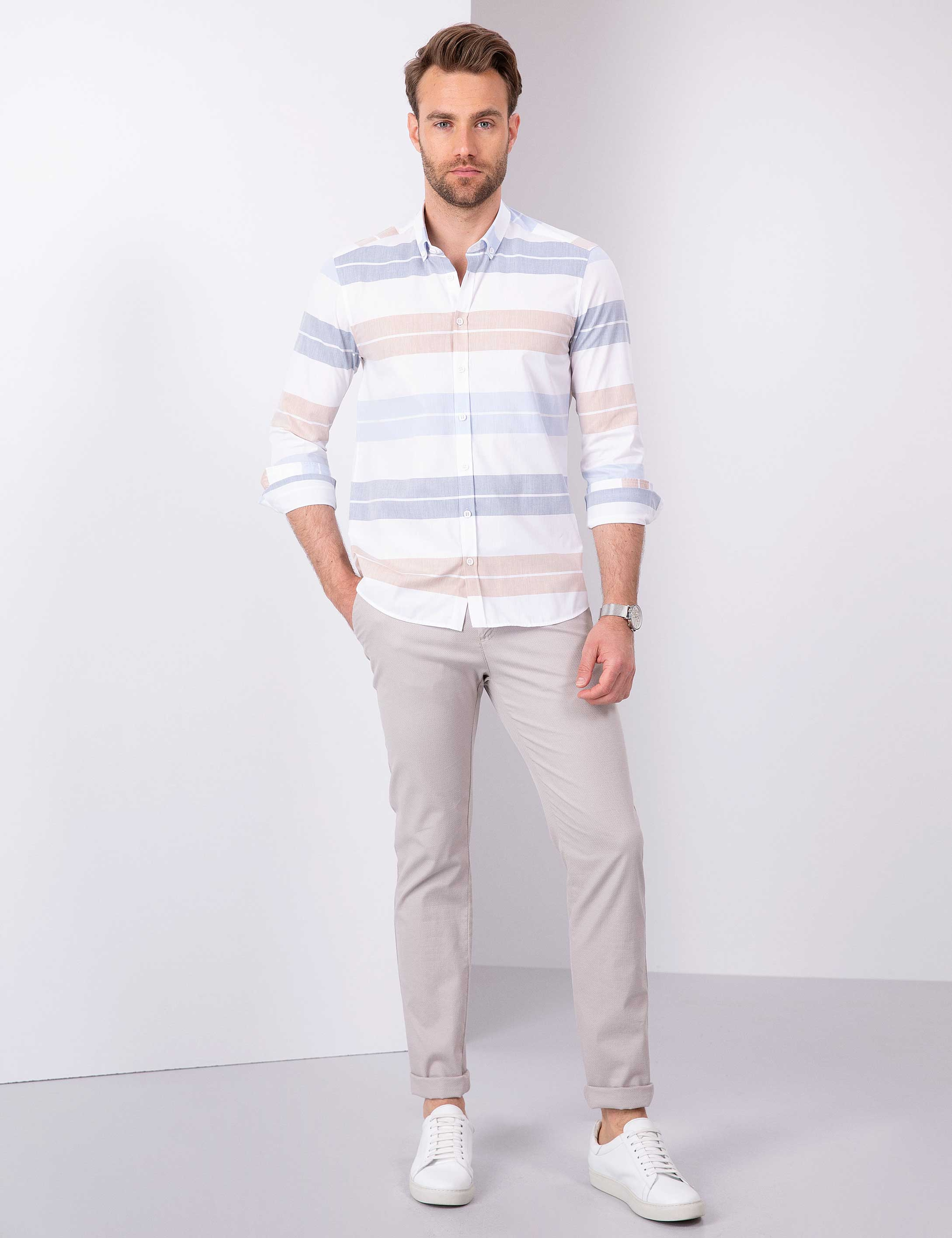 Safran Slim Fit Uzun Kollu Gömlek - Image 4