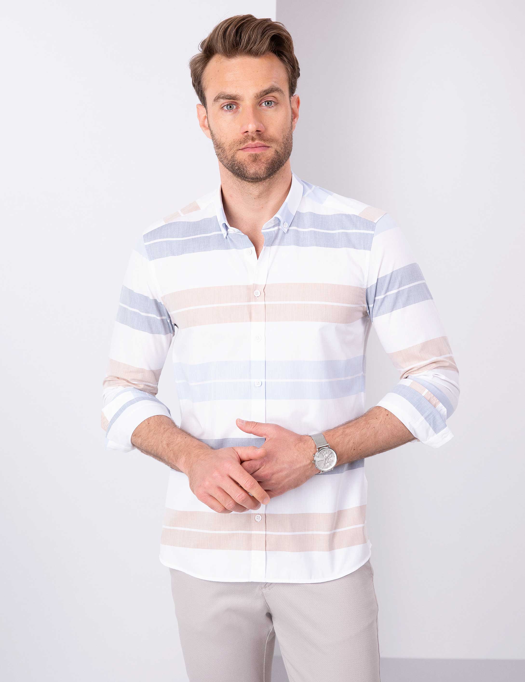 Safran Slim Fit Uzun Kollu Gömlek