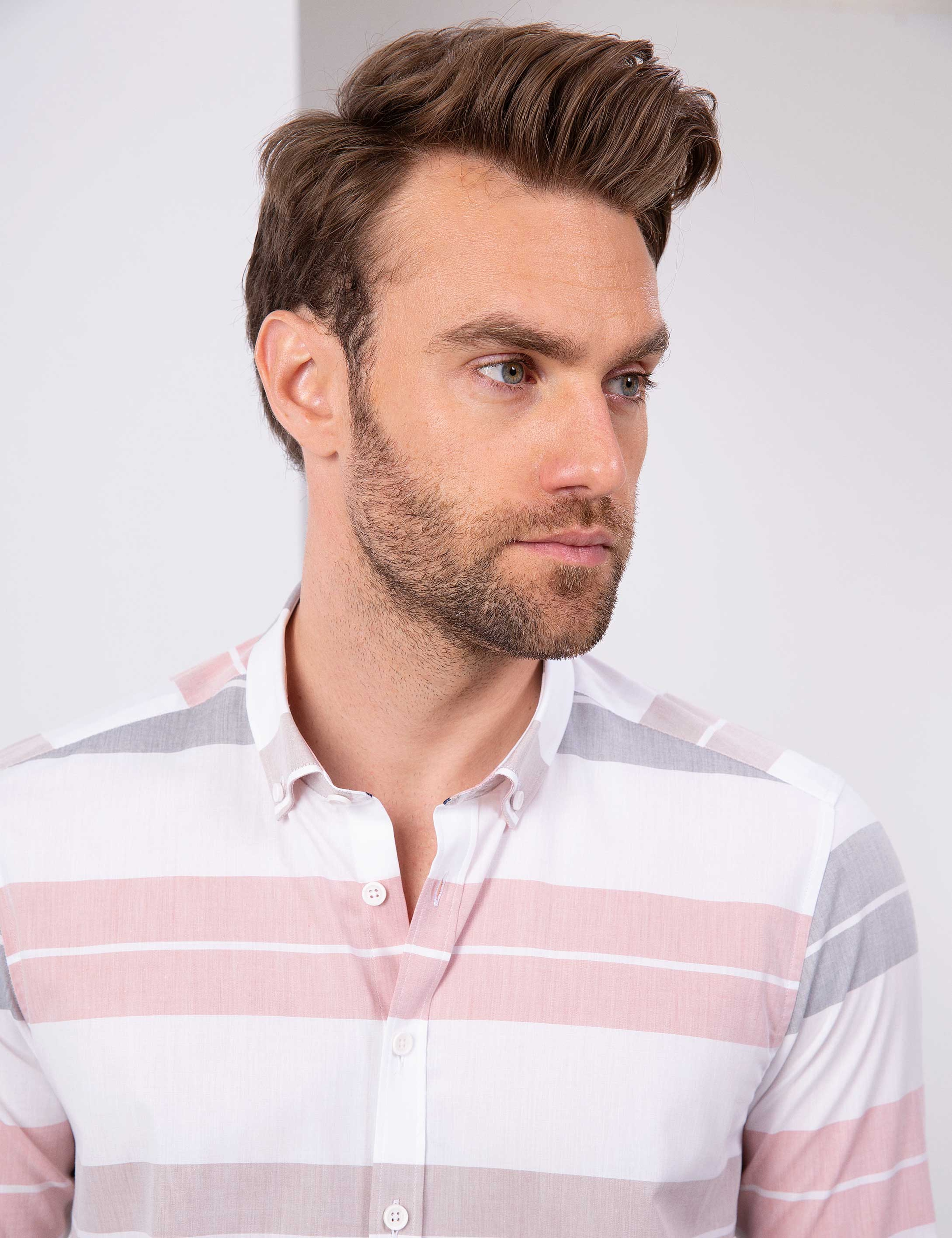 Turuncu Slim Fit Uzun Kollu Gömlek - Image 2