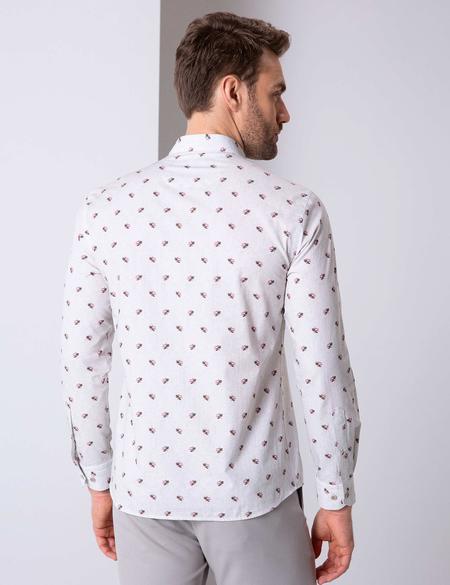 Açık Gri Slim Fit Uzun Kollu Gömlek - 50203516001