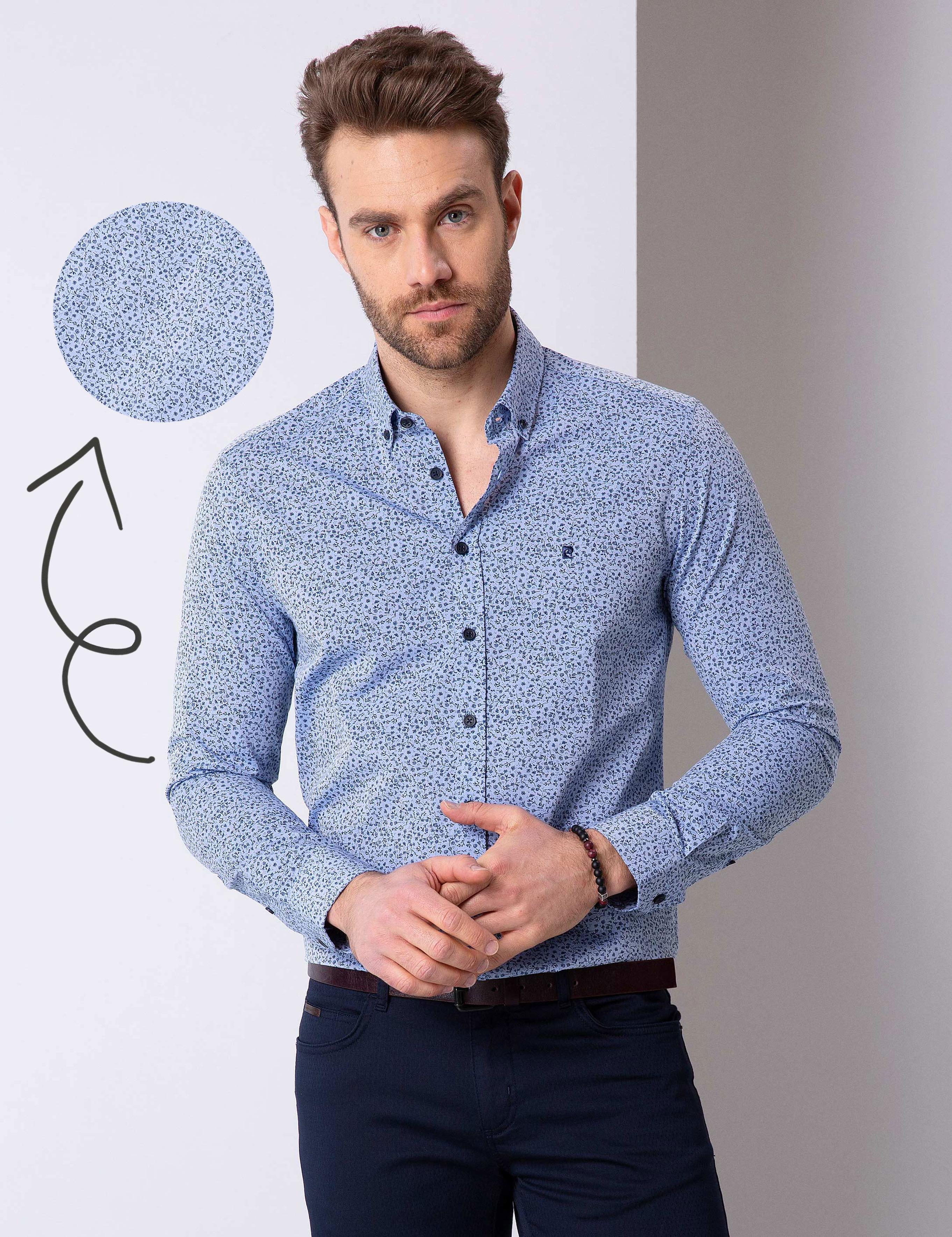 Mavi Slim Fit Uzun Kollu Gömlek