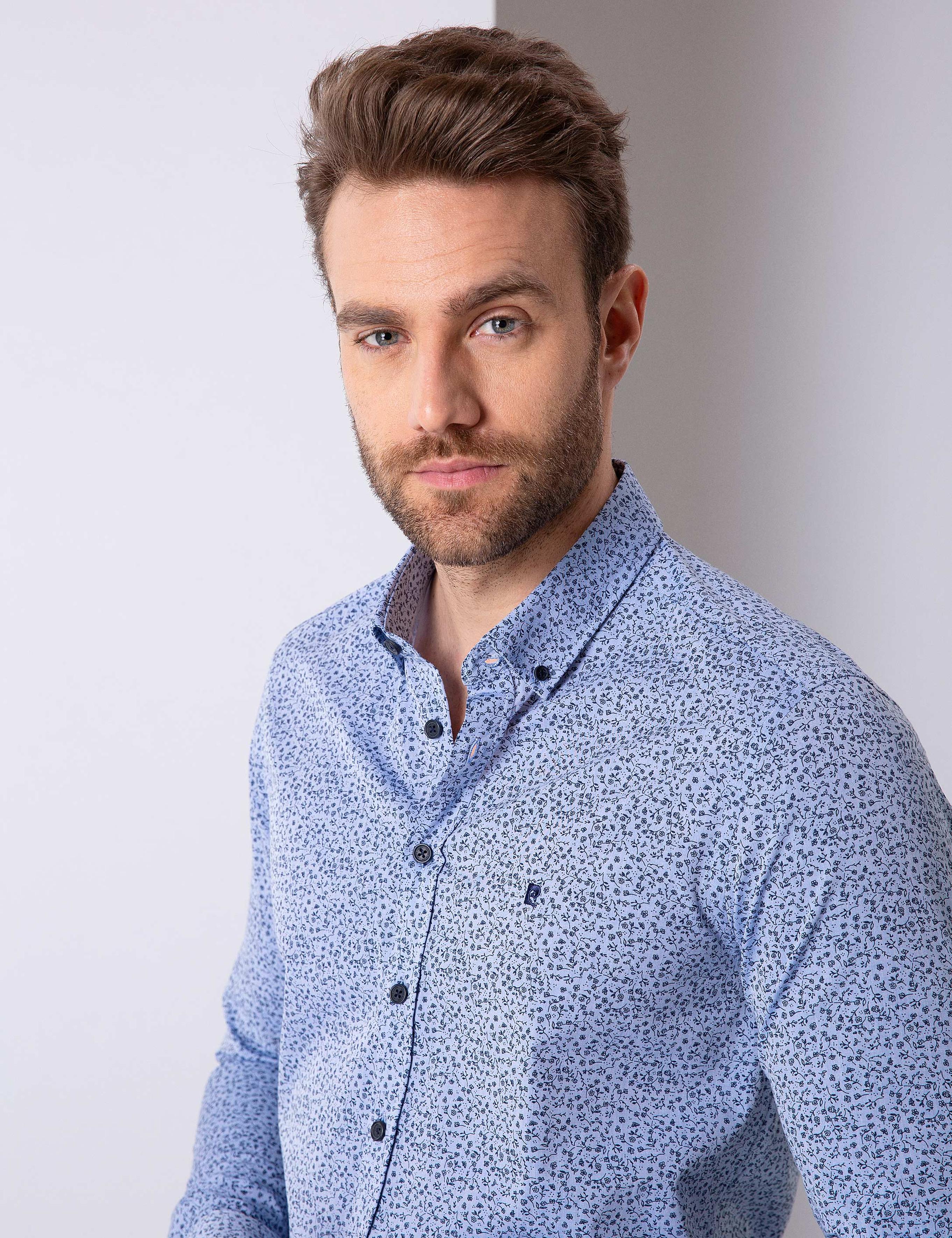 Mavi Slim Fit Uzun Kollu Gömlek