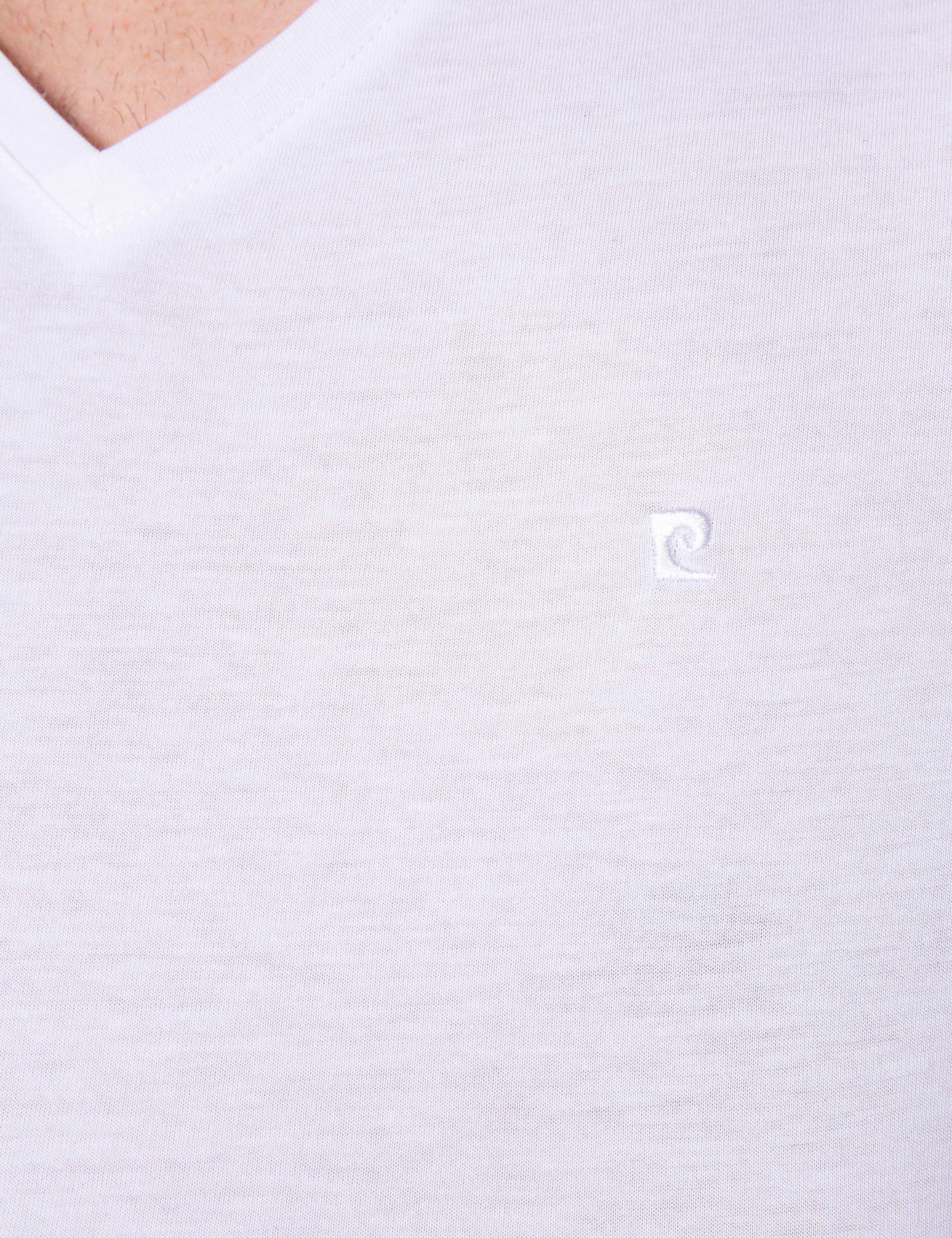 Beyaz Slim Fit V Yaka Basic T-Shirt - Image 4