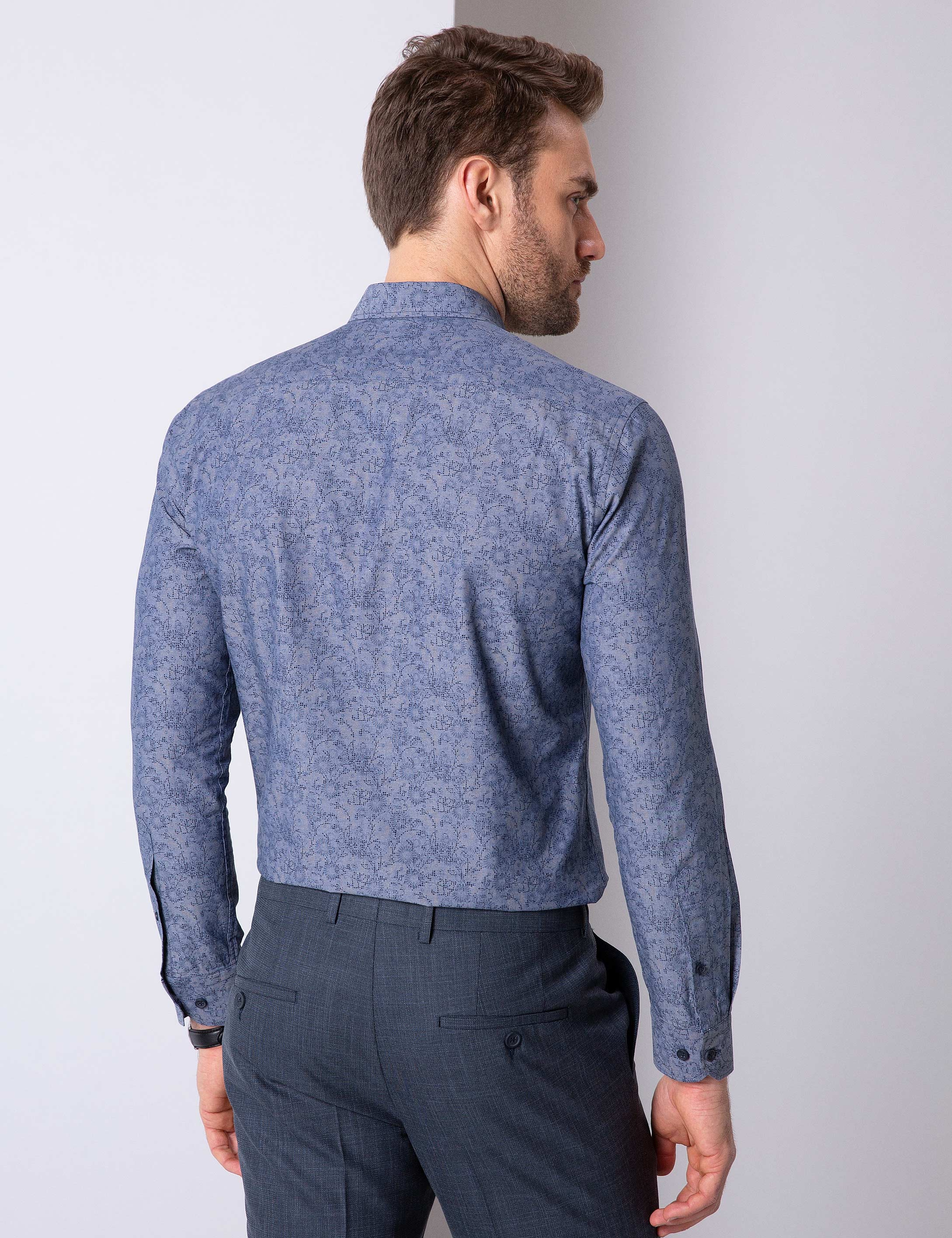 Lacivert Slim Fit Gömlek - Image 3