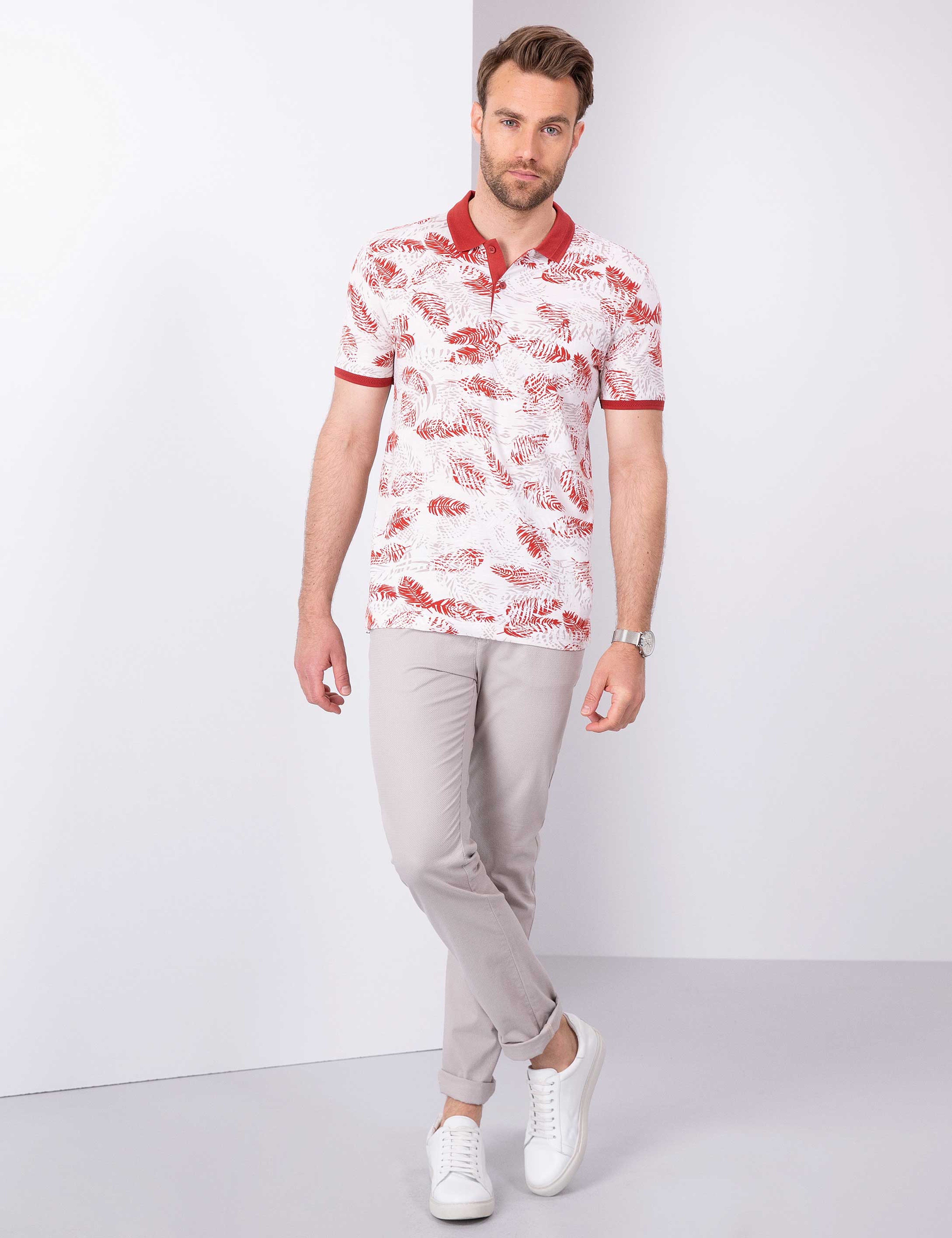 Kırmızı Slim Fit Polo Yaka Tişört