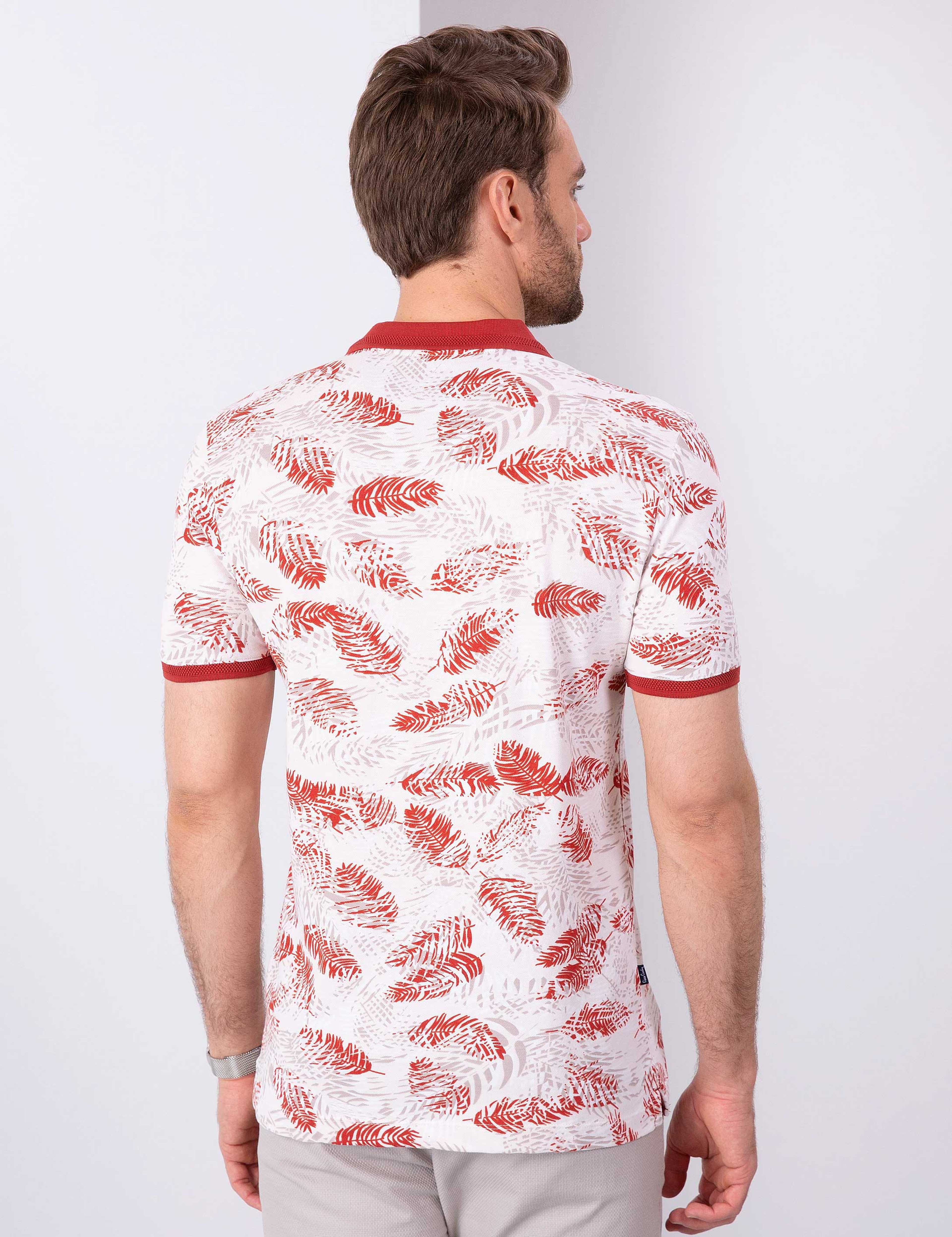 Kırmızı Slim Fit Polo Yaka Tişört - Image 3