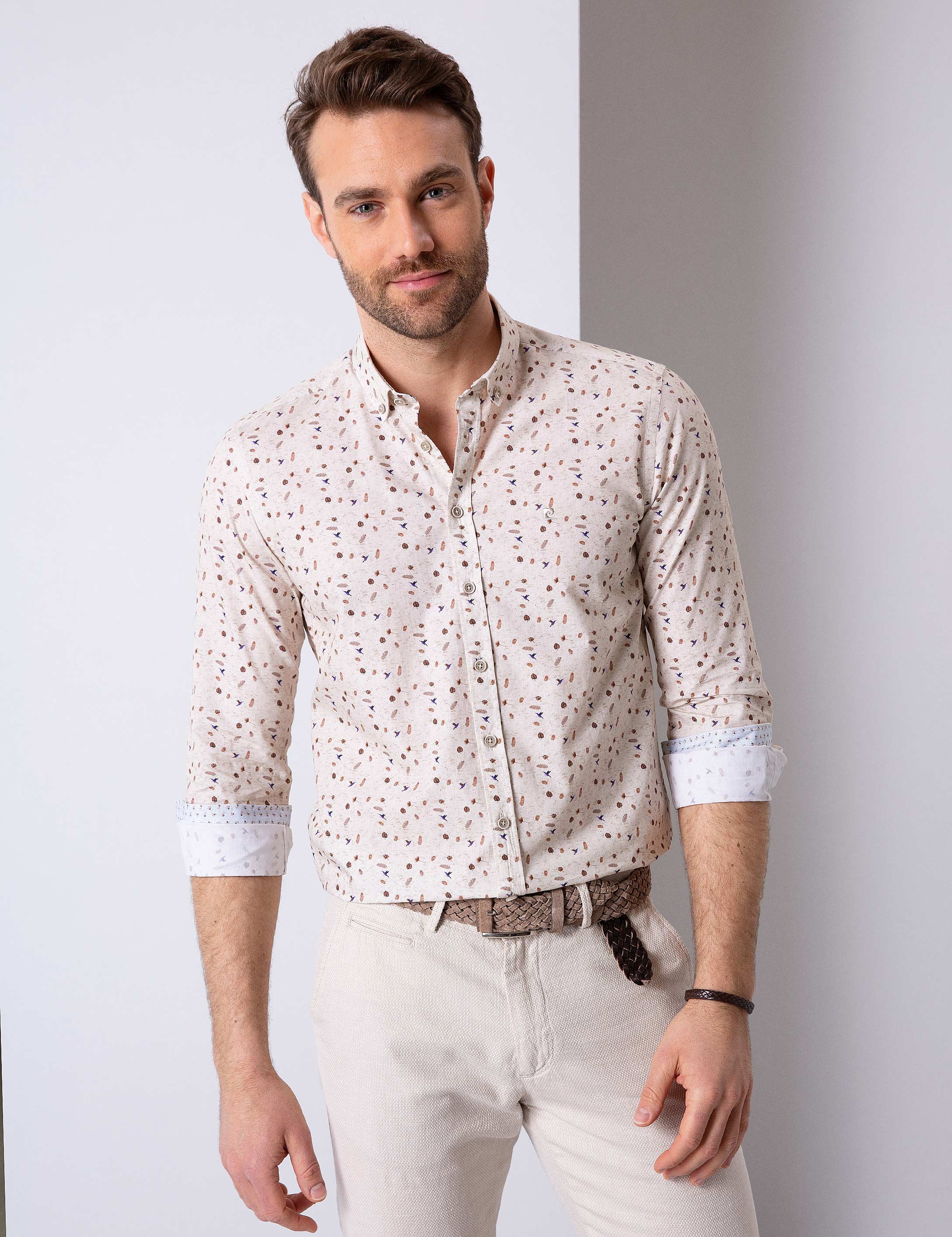 Bej Slim Fit Gömlek - Image 1