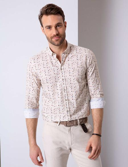 Bej Slim Fit Gömlek - 50203561008