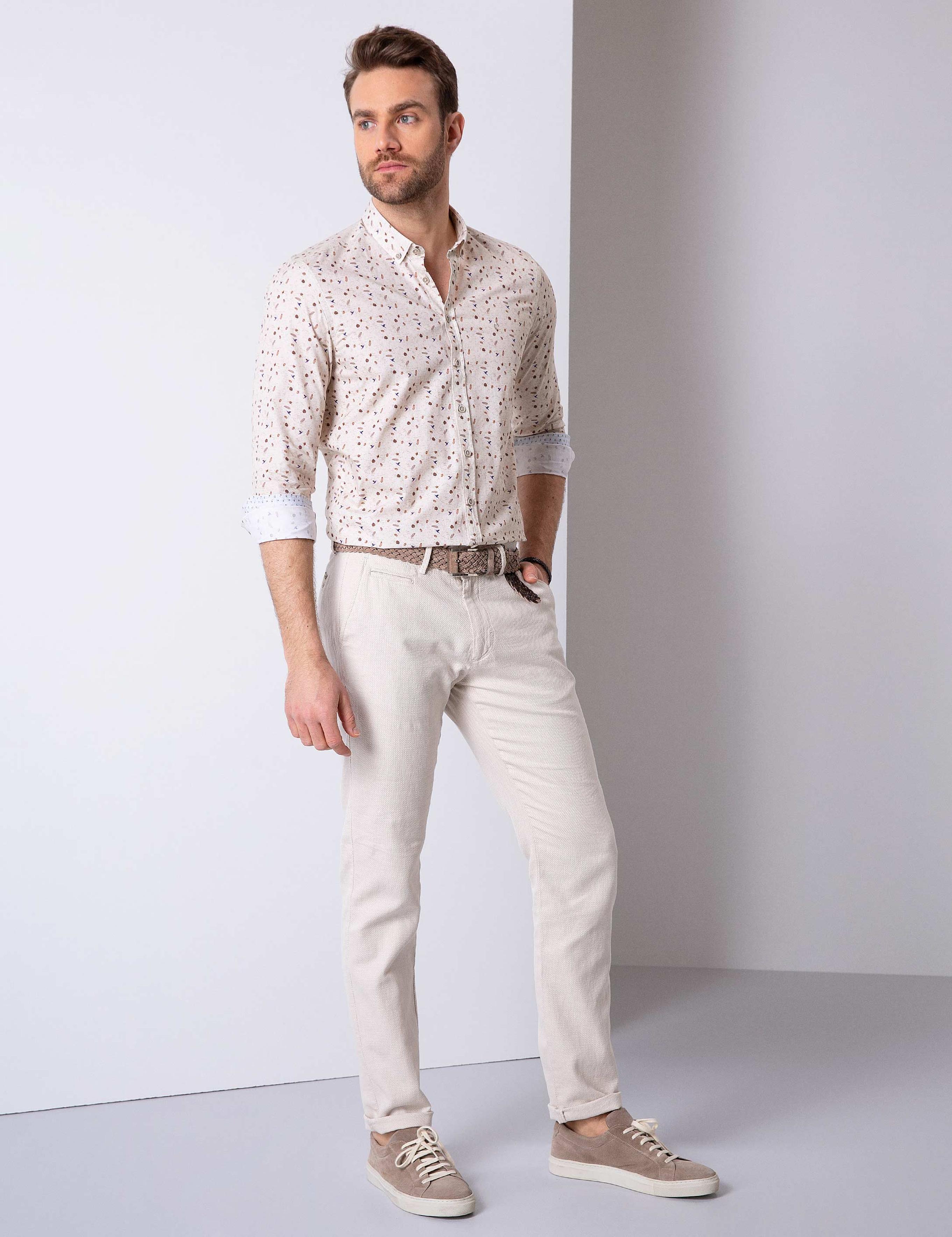 Bej Slim Fit Gömlek