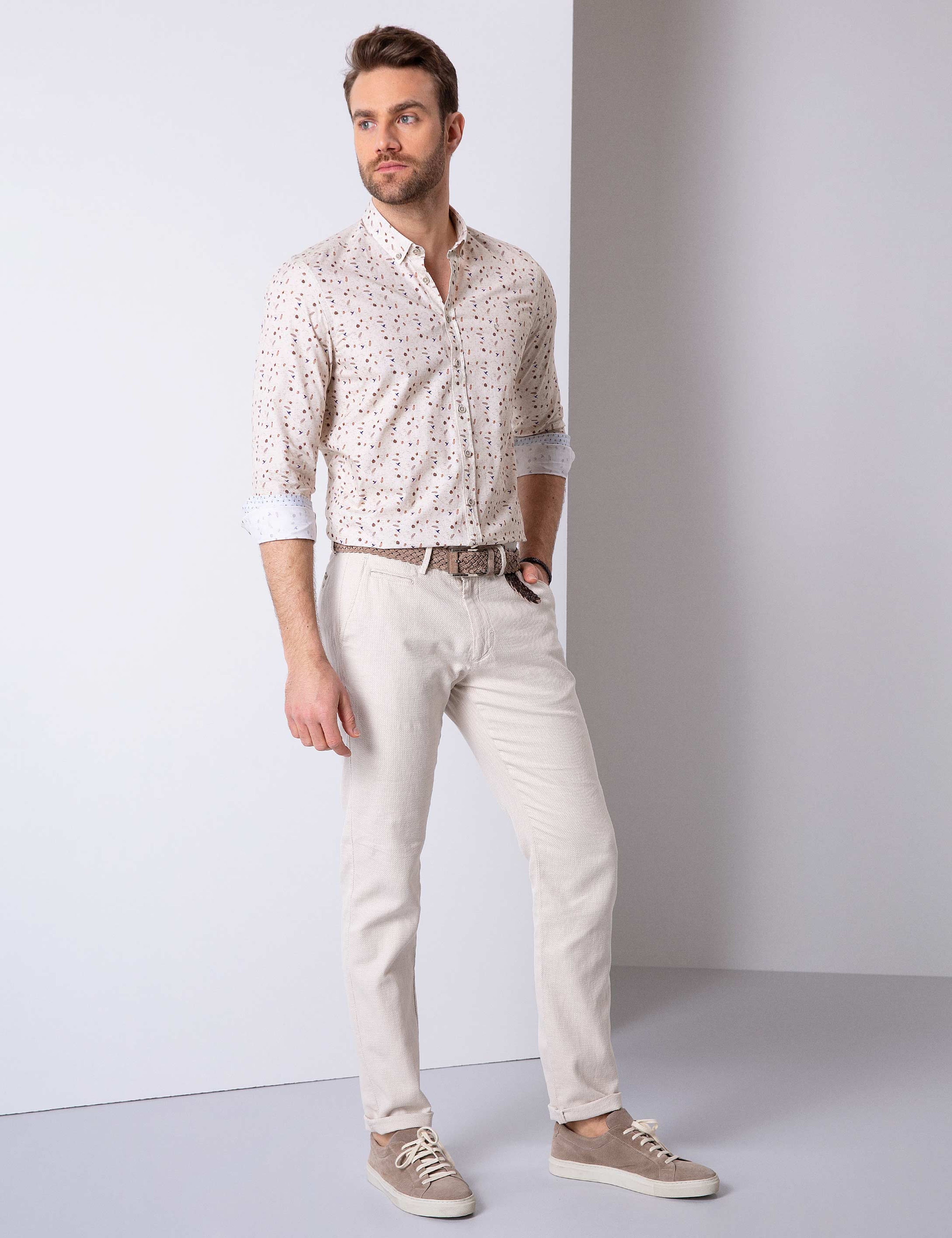 Bej Slim Fit Gömlek