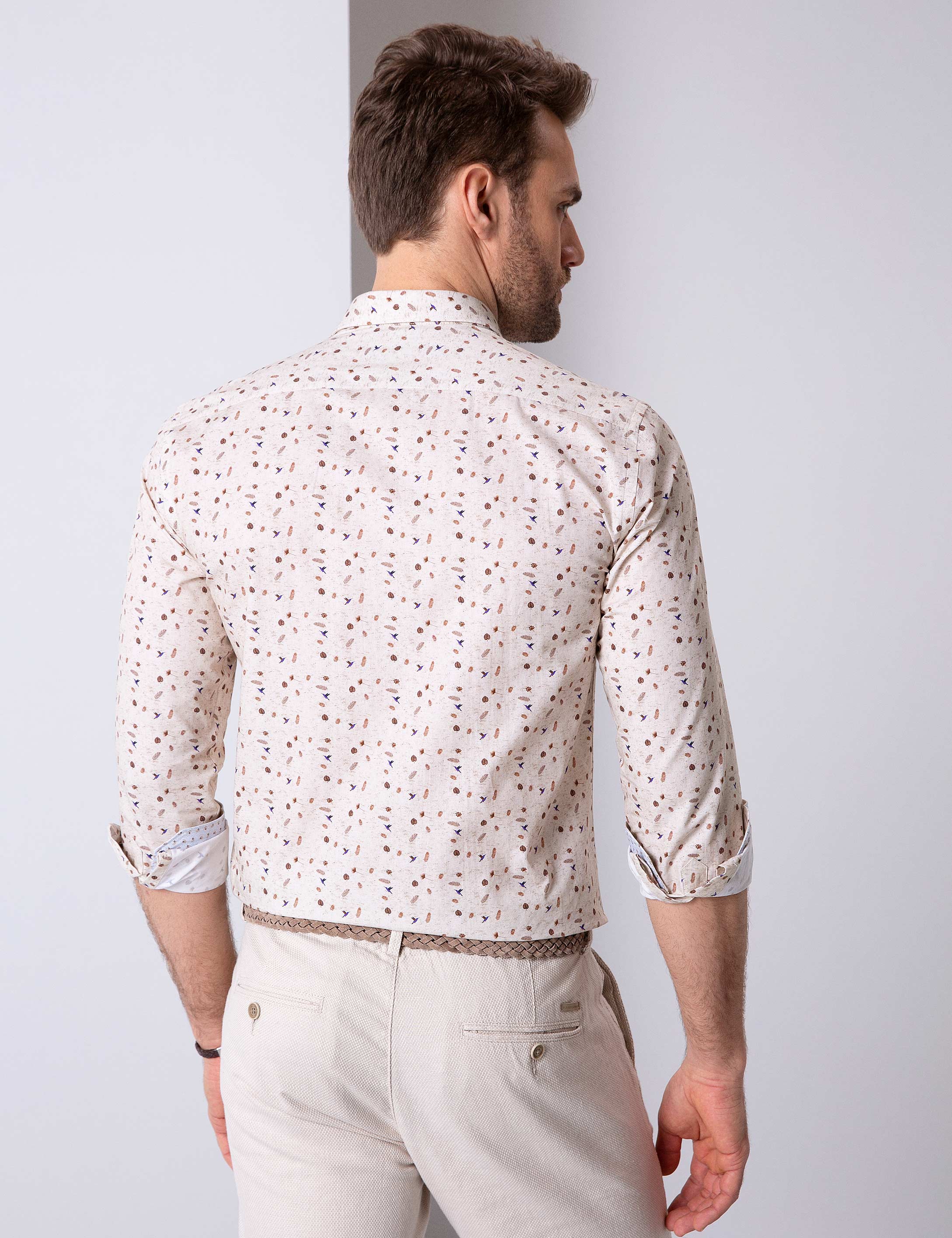 Bej Slim Fit Gömlek