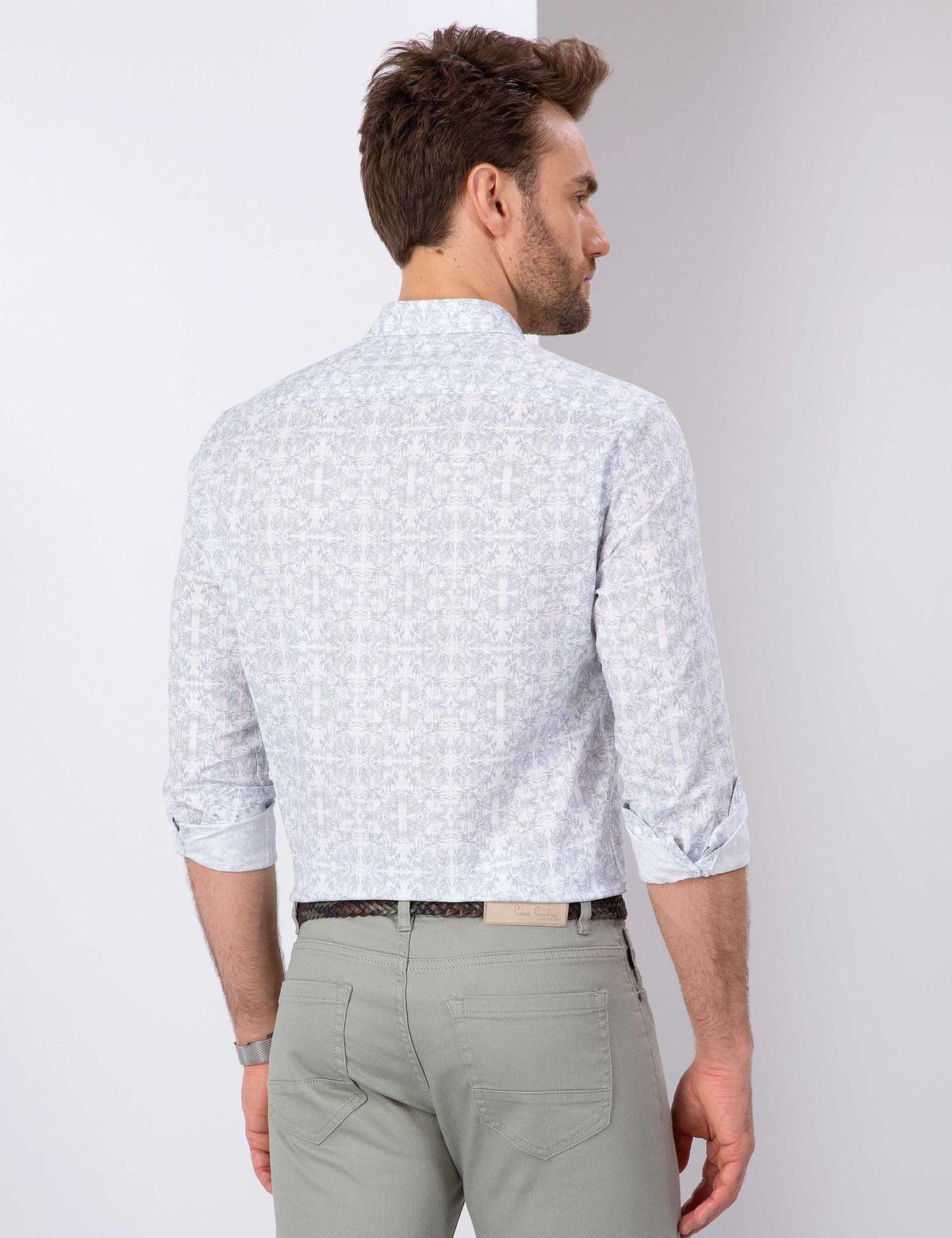 Açık Gri Slim Fit Uzun Kollu Gömlek - 50203562014