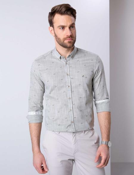 Haki Slim Fit Uzun Kollu Gömlek - 50203565010