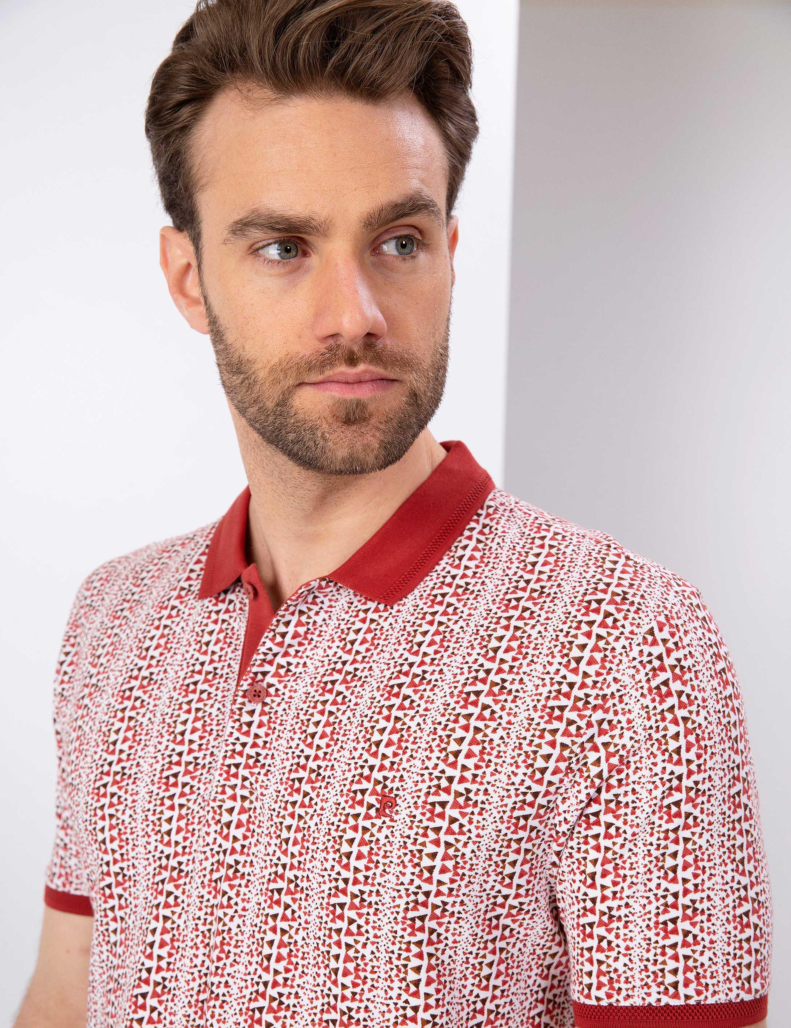 Kiremit Slim Fit Desenli Polo Yaka Tişört