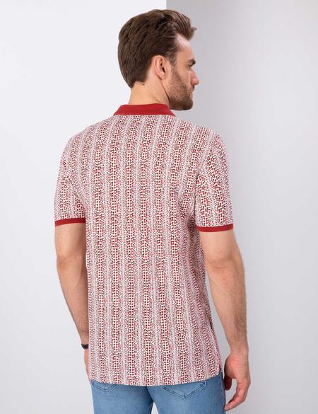 Kiremit Slim Fit Desenli Polo Yaka Tişört - 50204157013