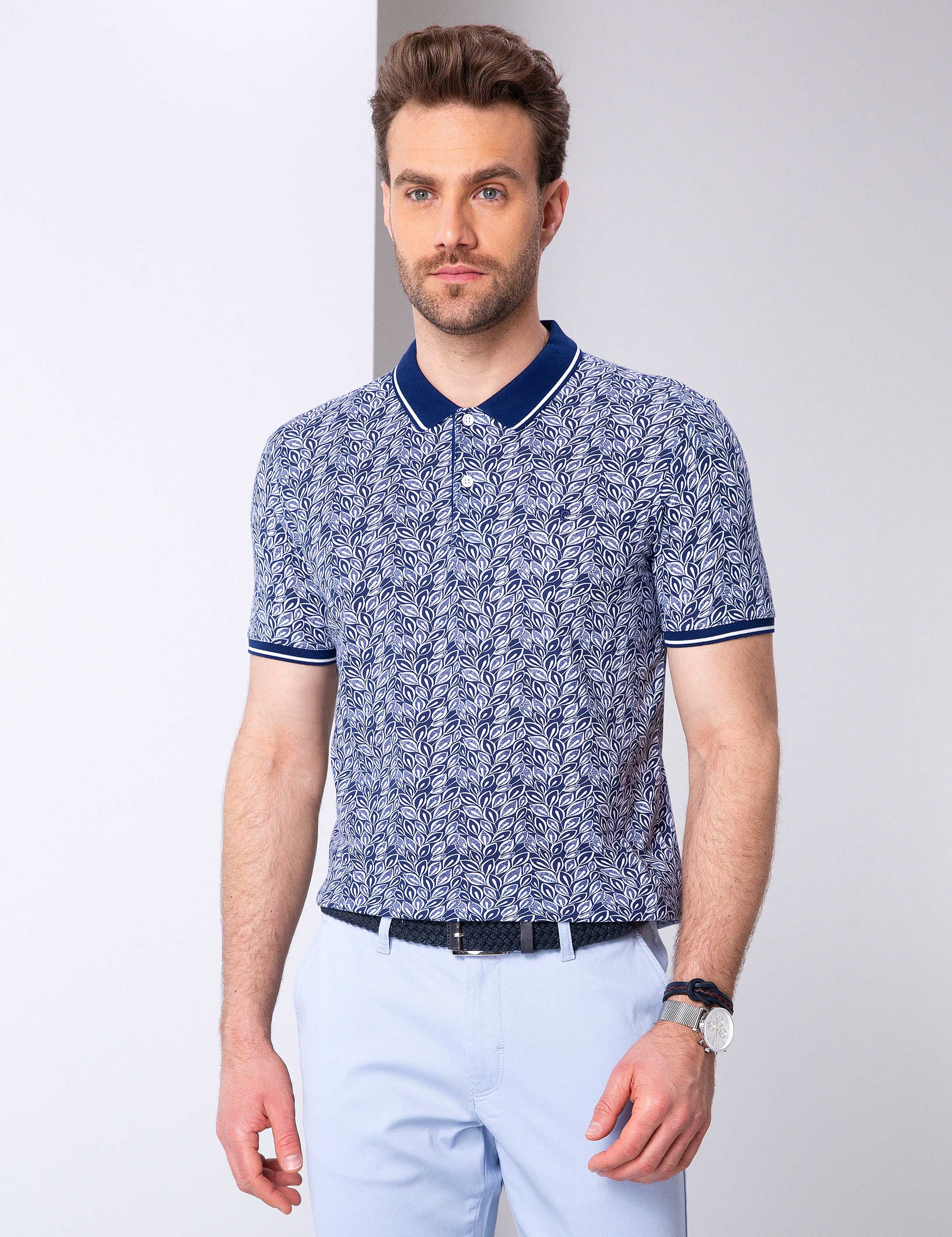 Lacivert Slim Fit Polo Yaka T-Shirt - Image 1