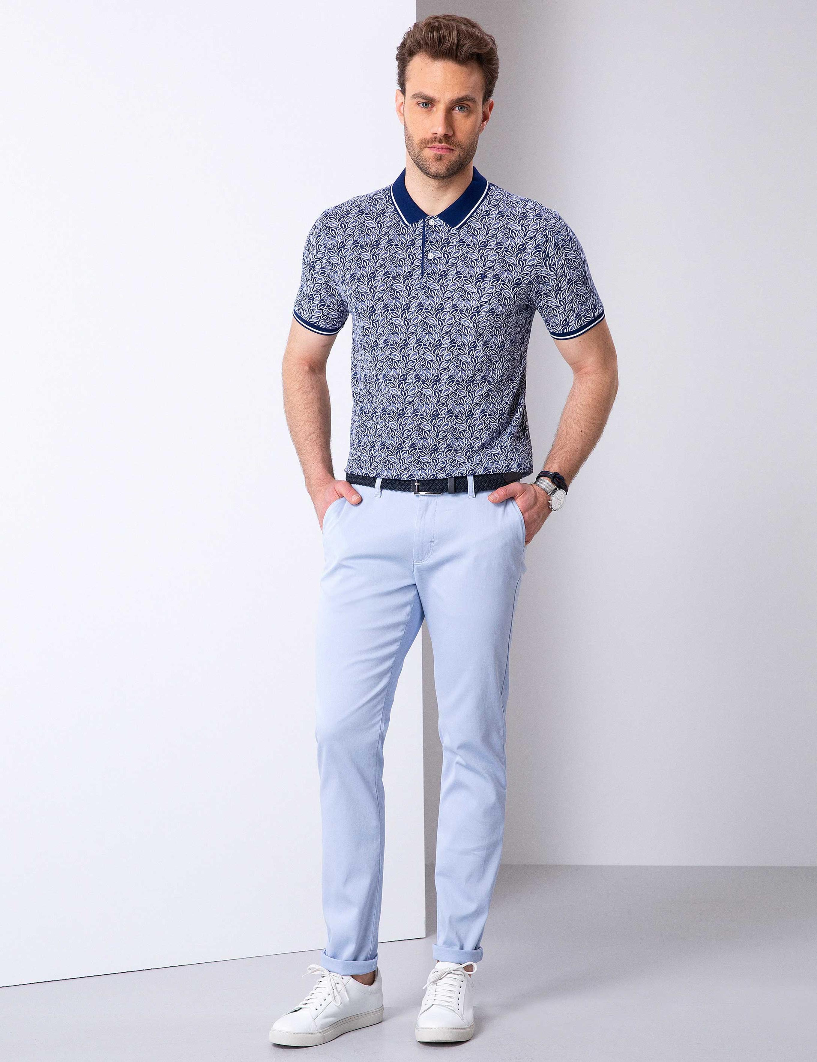 Lacivert Slim Fit Polo Yaka T-Shirt