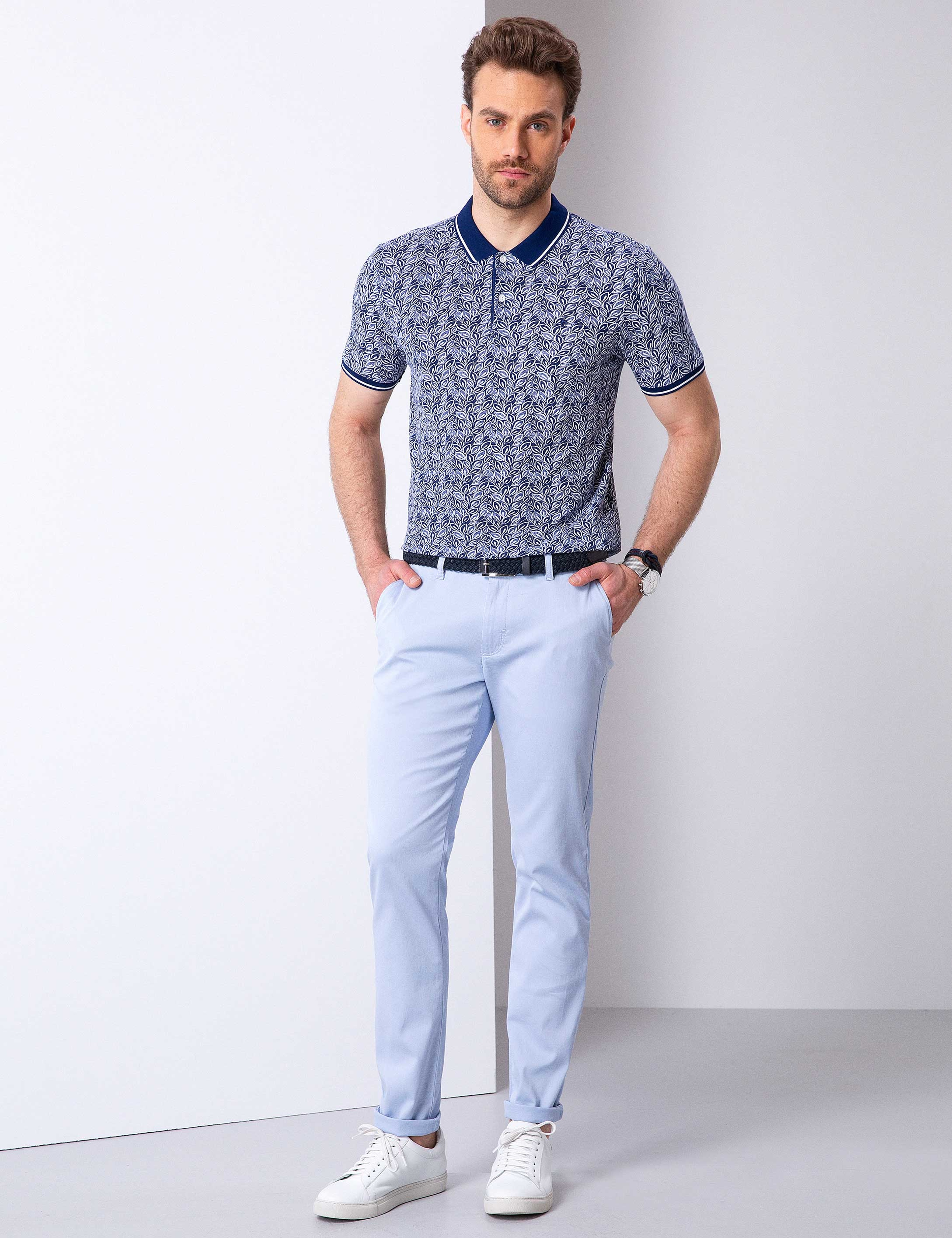 Lacivert Slim Fit Polo Yaka T-Shirt
