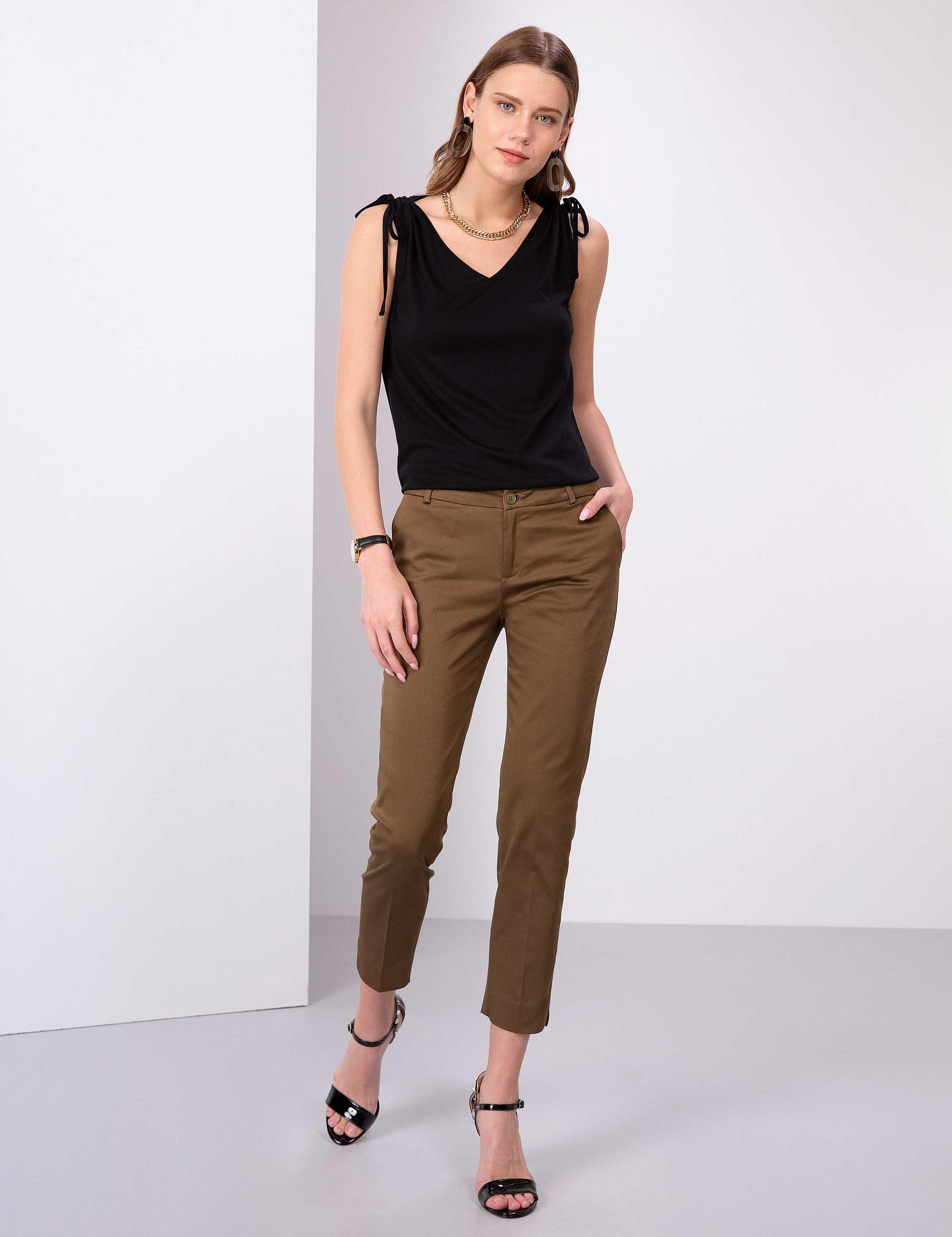 Haki Slim Fit Kumaş Pantolon