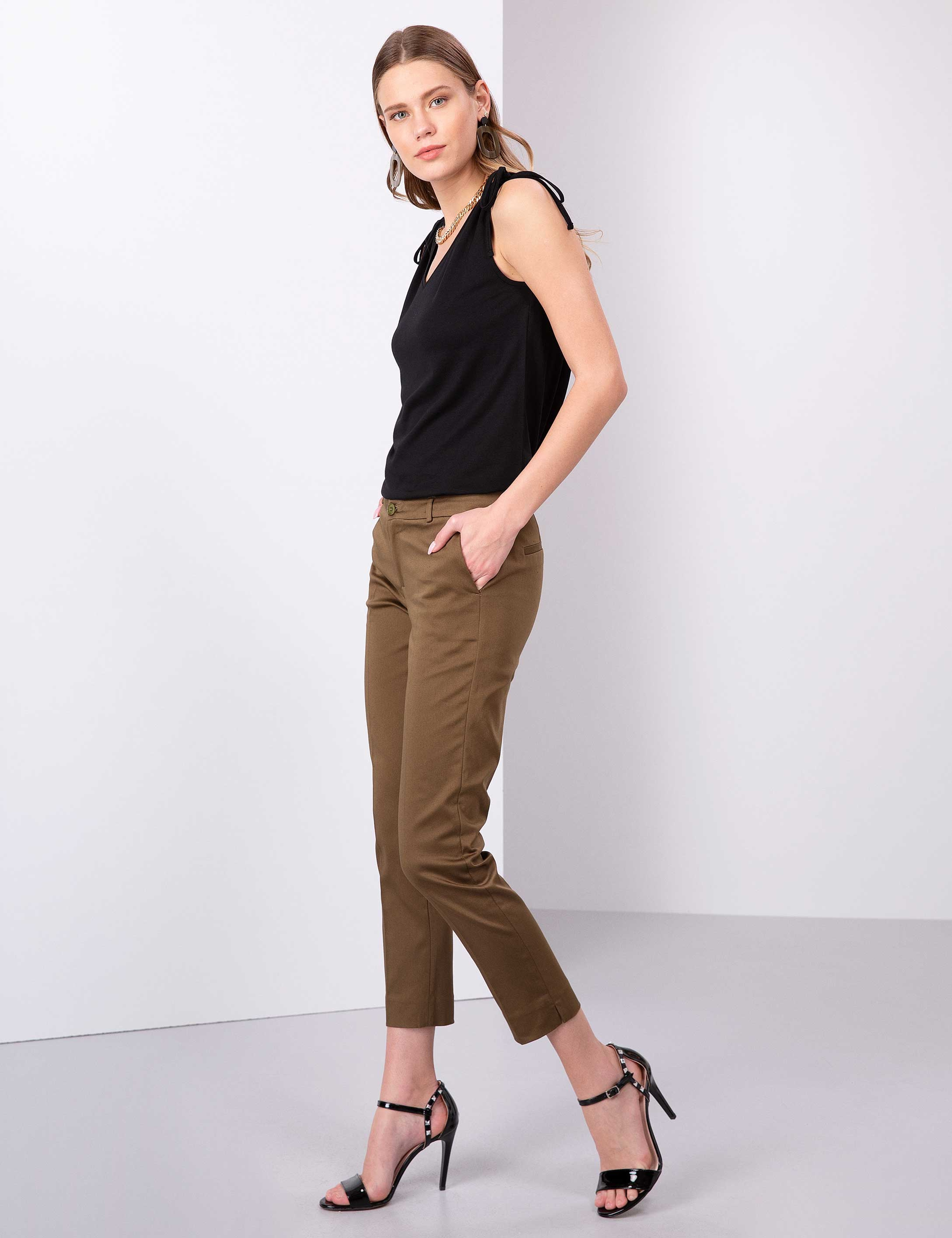 Haki Slim Fit Kumaş Pantolon