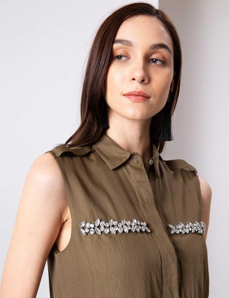 Haki Uzun Kolsuz Gömlek - 50204279011