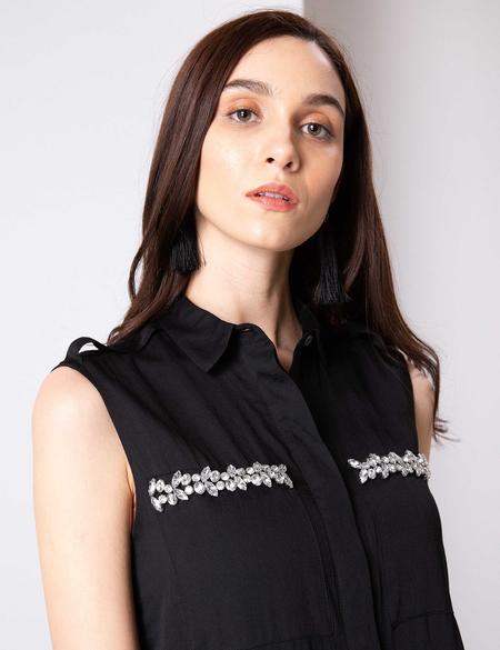 Siyah Uzun Kolsuz Gömlek - 50204279027