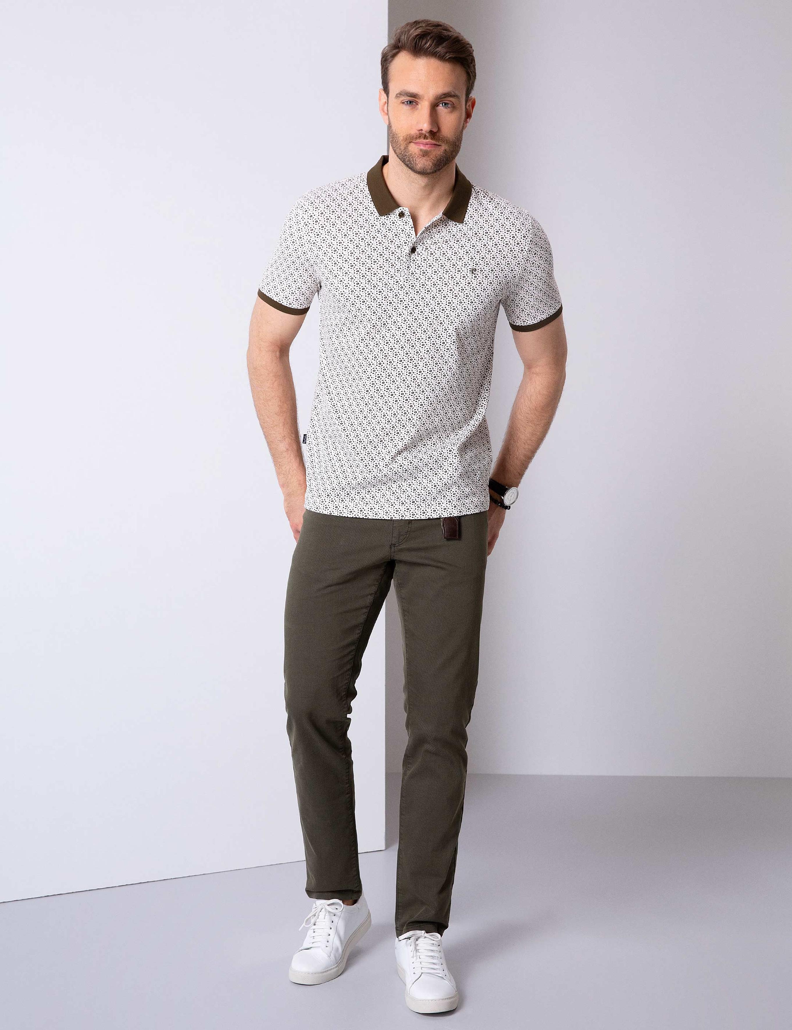 Haki Slim Fit Polo Yaka T-Shirt