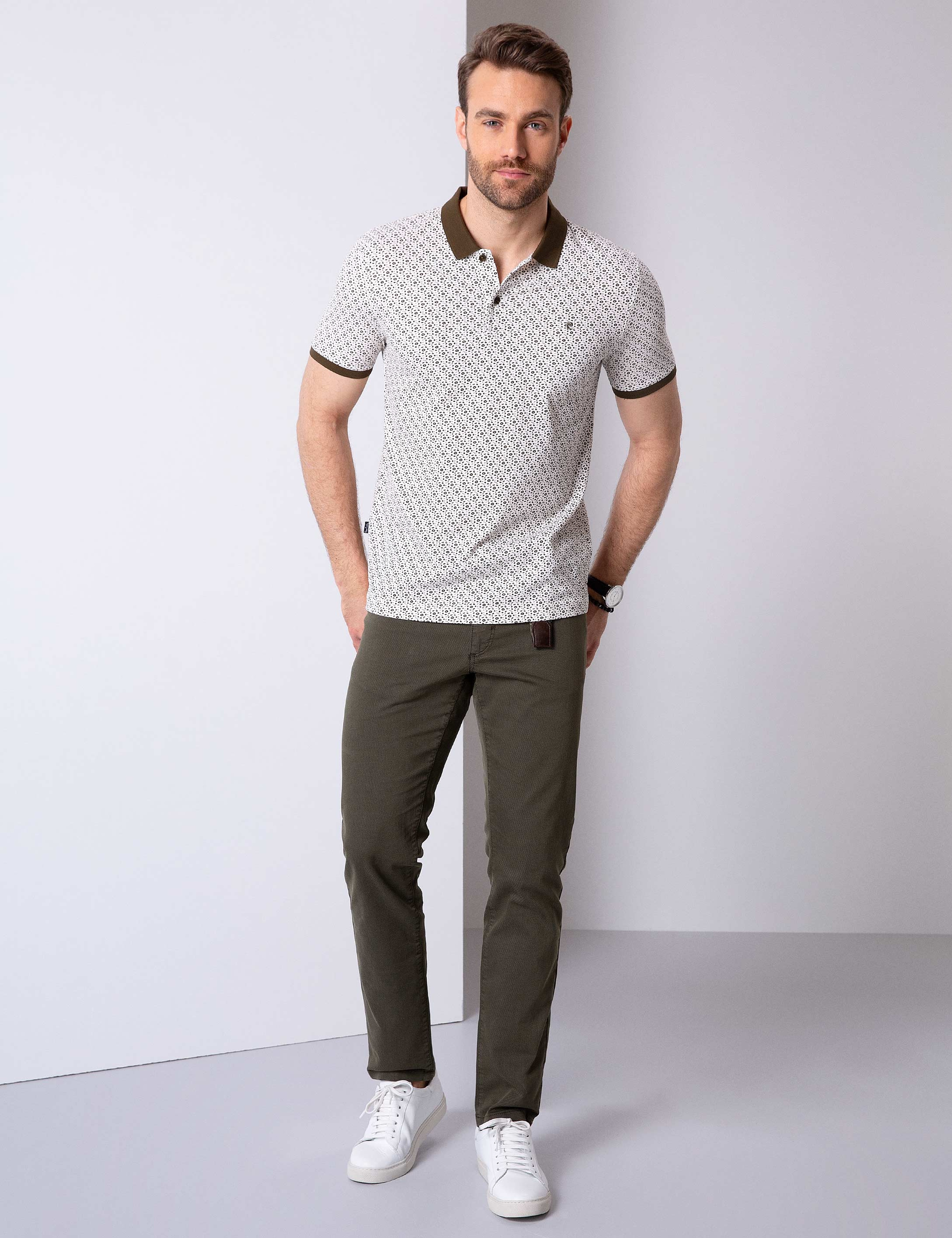 Haki Slim Fit Polo Yaka T-Shirt