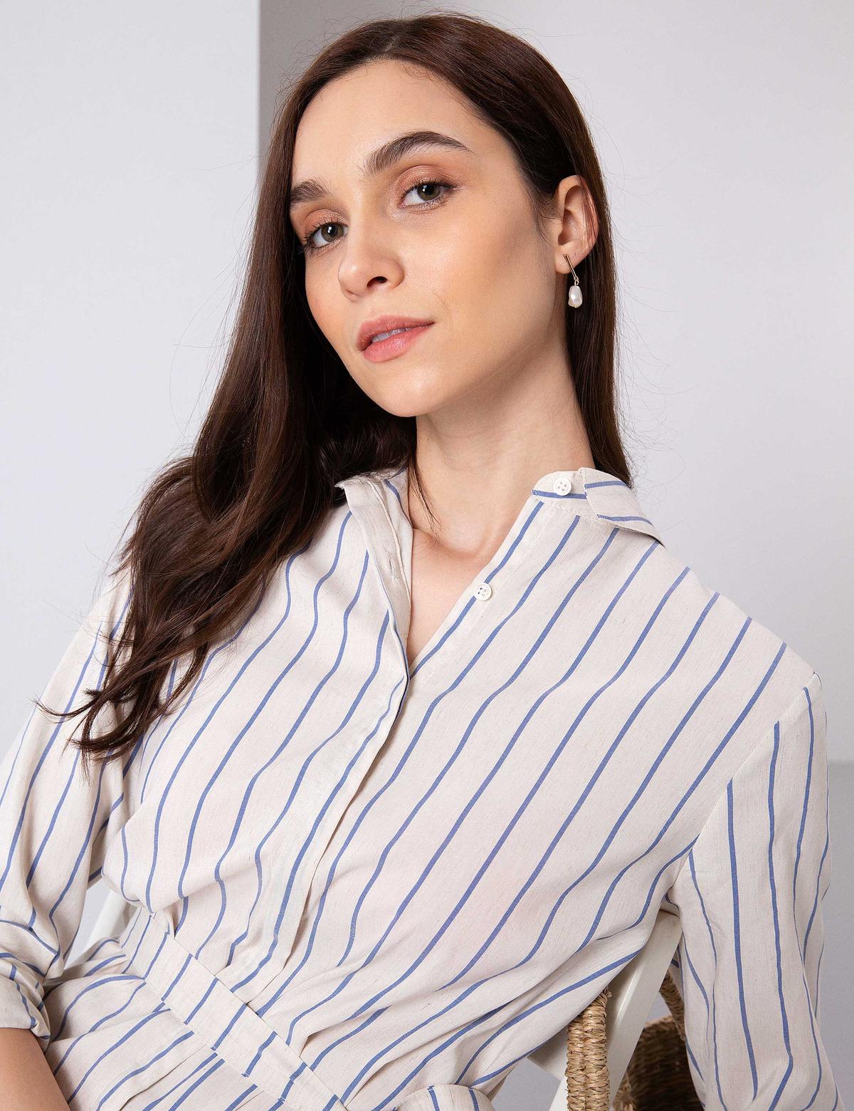 Mavi Dokuma Elbise - 50204414003