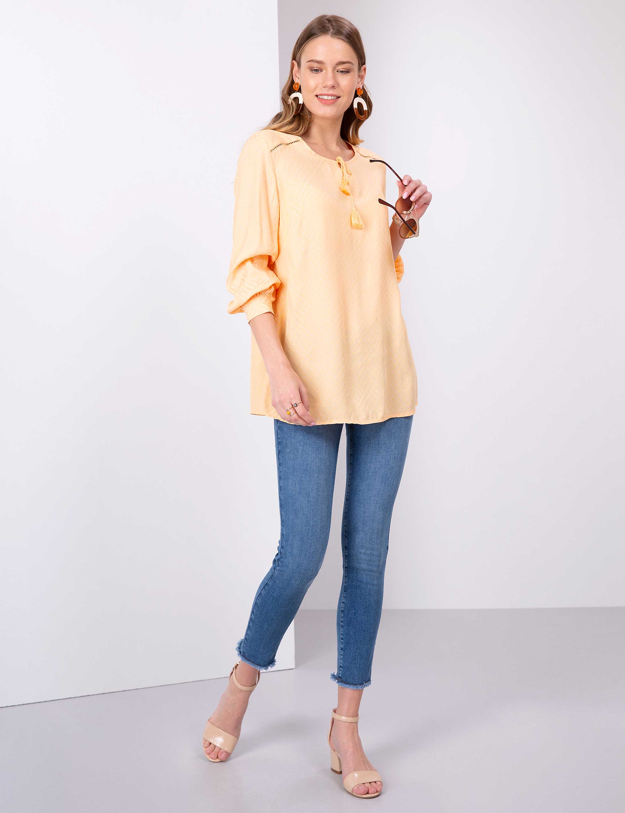 Turuncu Comfort Fit Bluz - Image 4