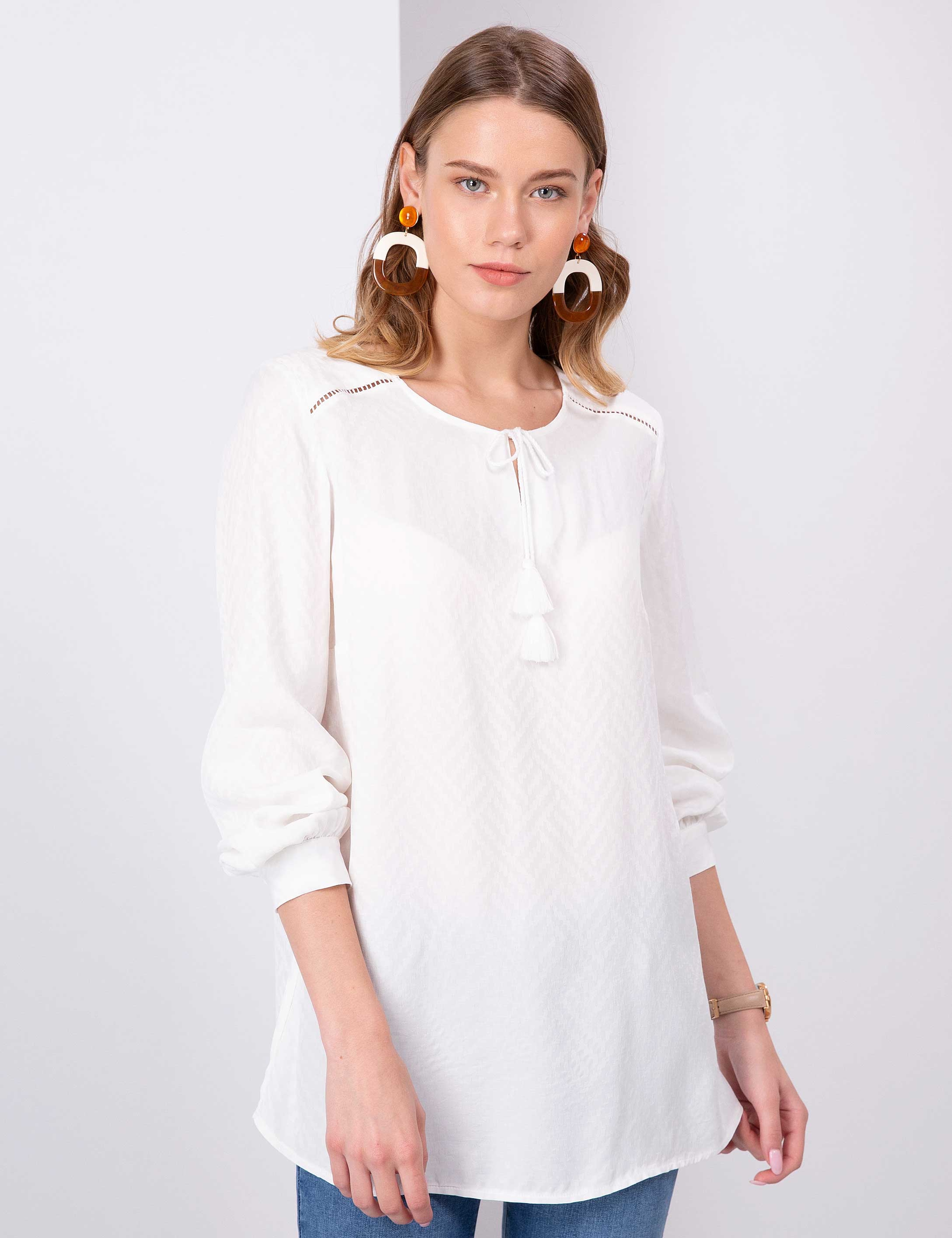 Ekru Comfort Fit Bluz