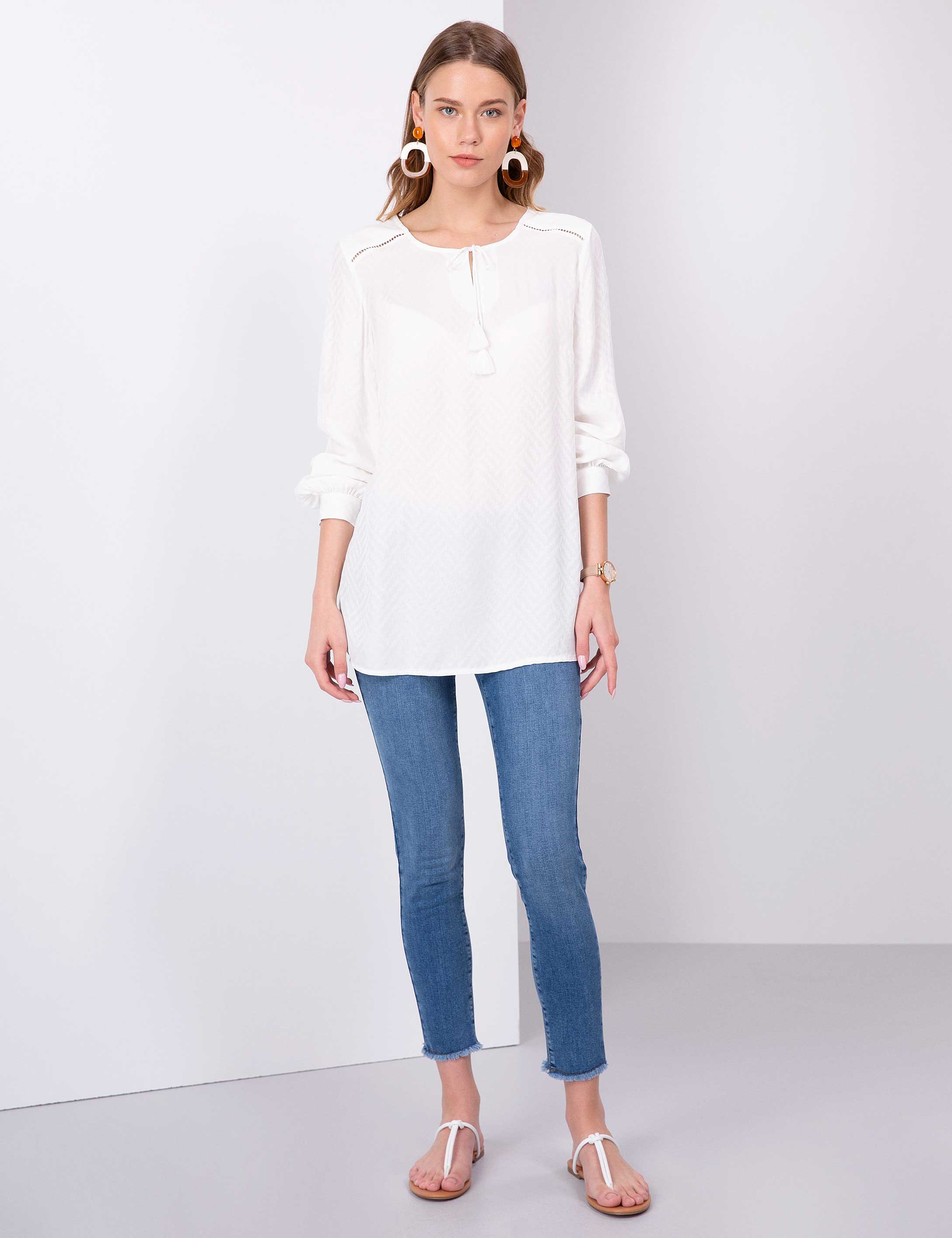 Ekru Comfort Fit Bluz - Image 4